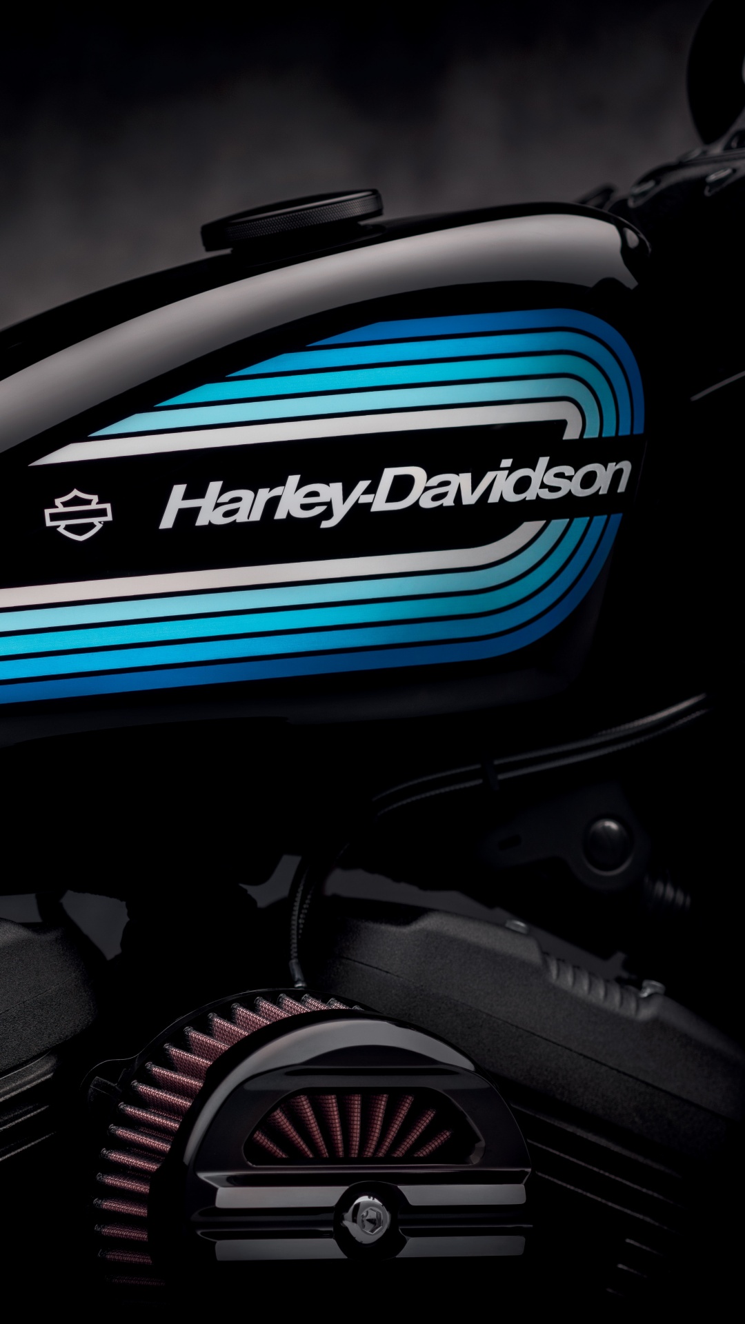 Harley-Davidson Wallpaper 4K, Motorcycle, Blue, Black background