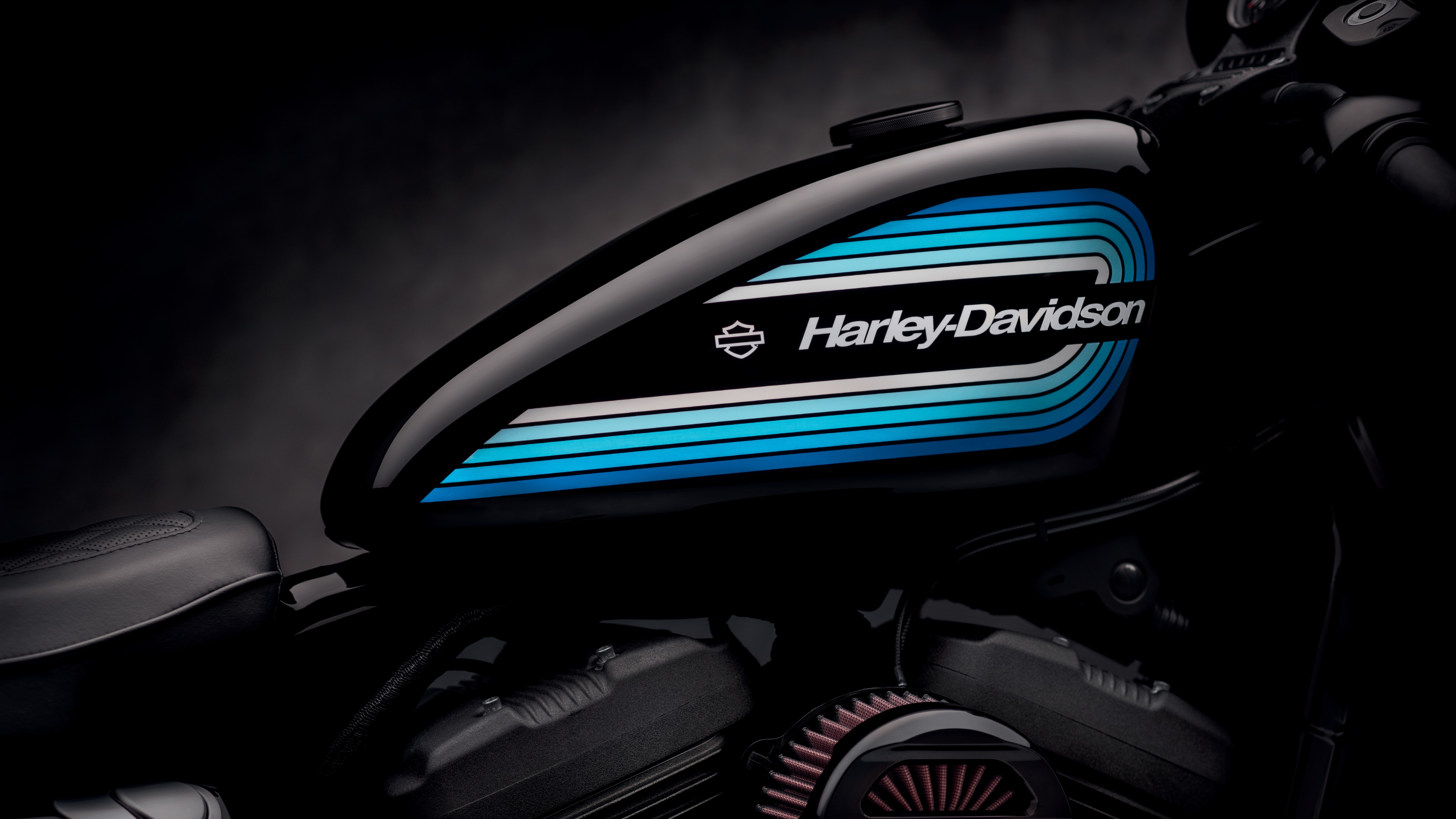 Harley-Davidson Wallpaper 4K, Motorcycle, Blue, Black/Dark, #2387
