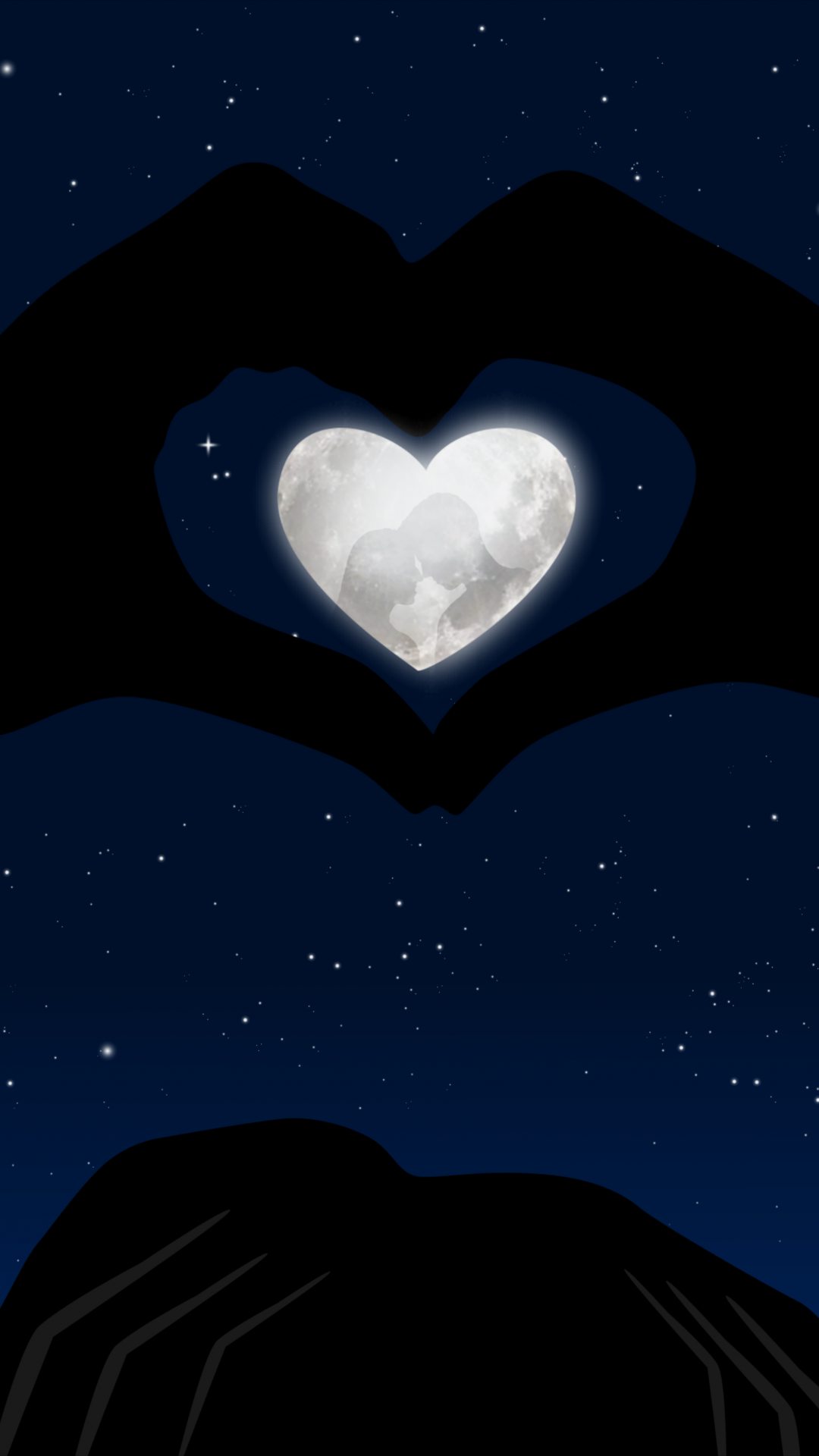 Heart Wallpaper 4K, Stars, Blue background, Hands together, Couple