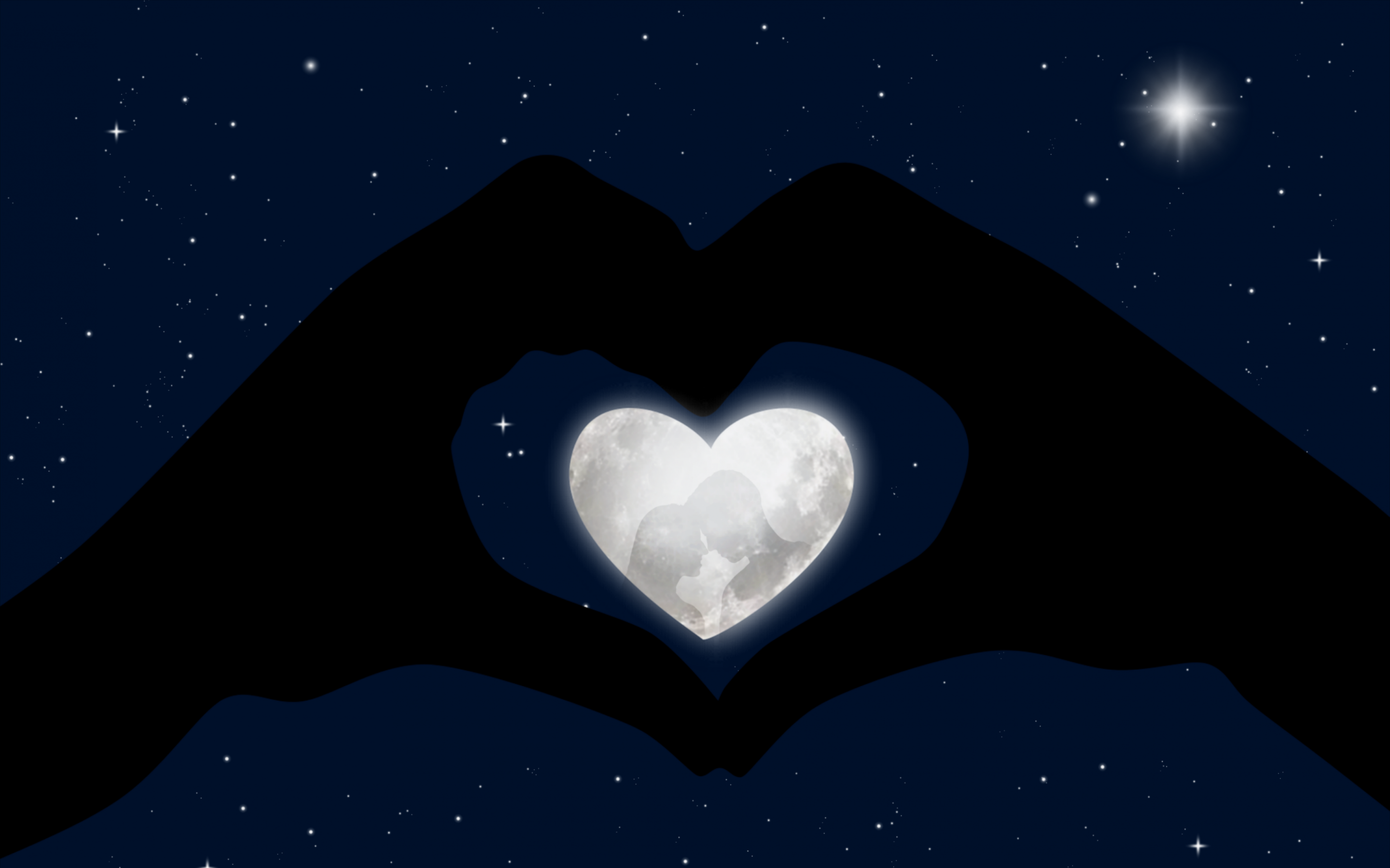 Heart Wallpaper 4K, Stars, Blue background