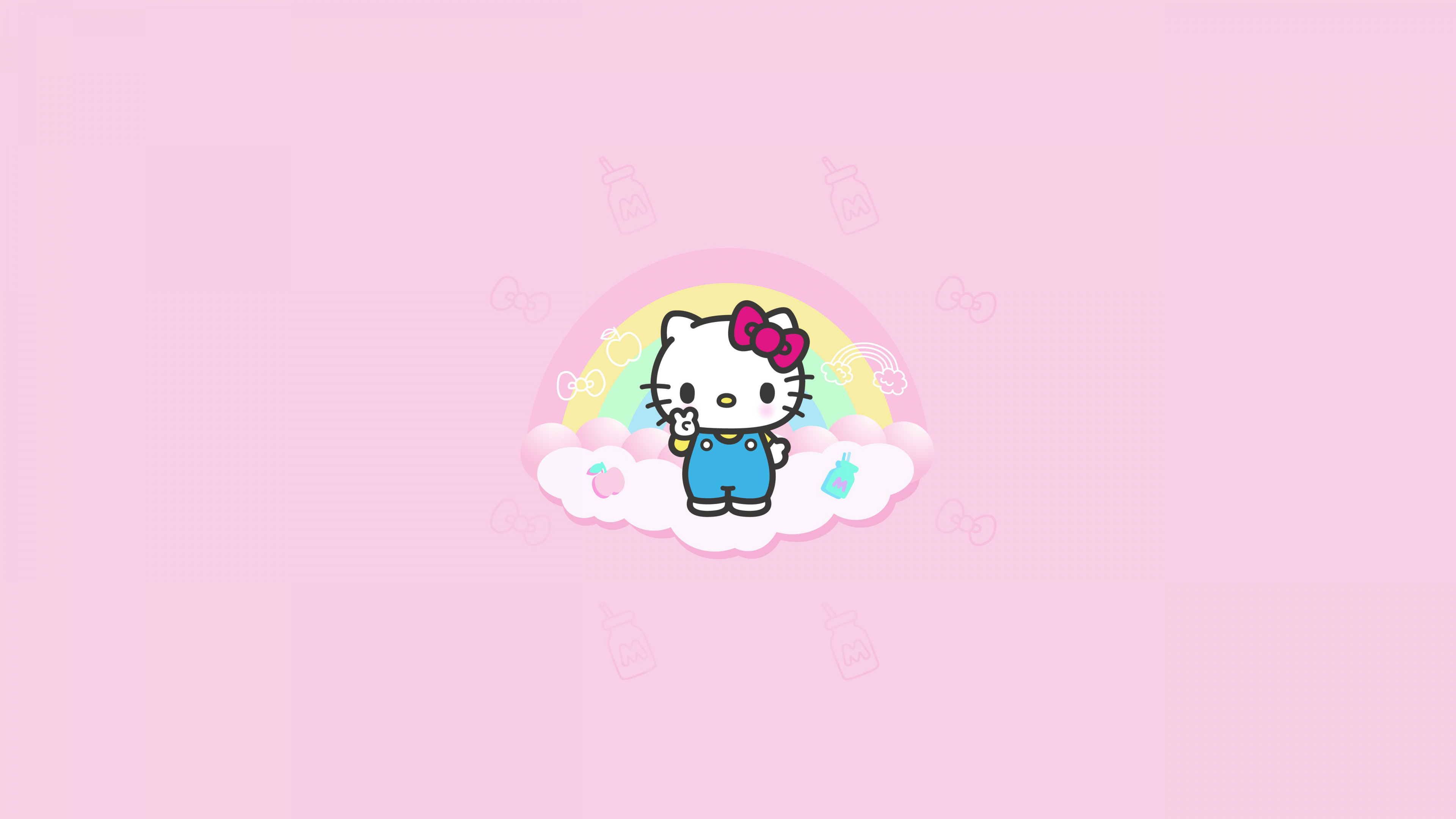 Hello Kitty minimal Wallpaper 4K, Pink background, Cute, #9938