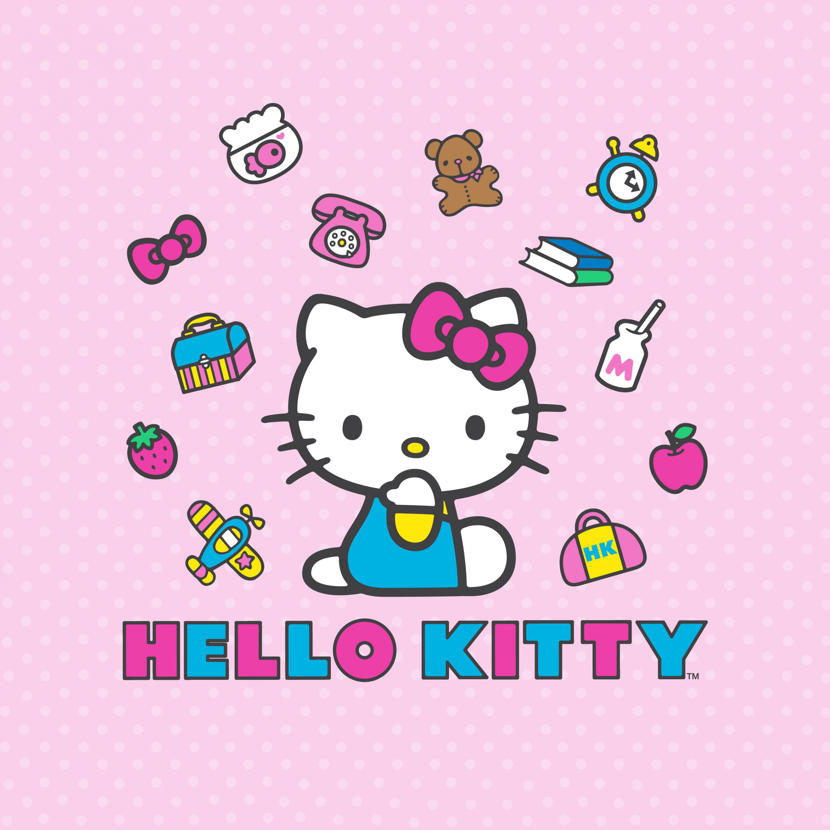 Hello Kitty Wallpaper 4K, Pink background, #9955
