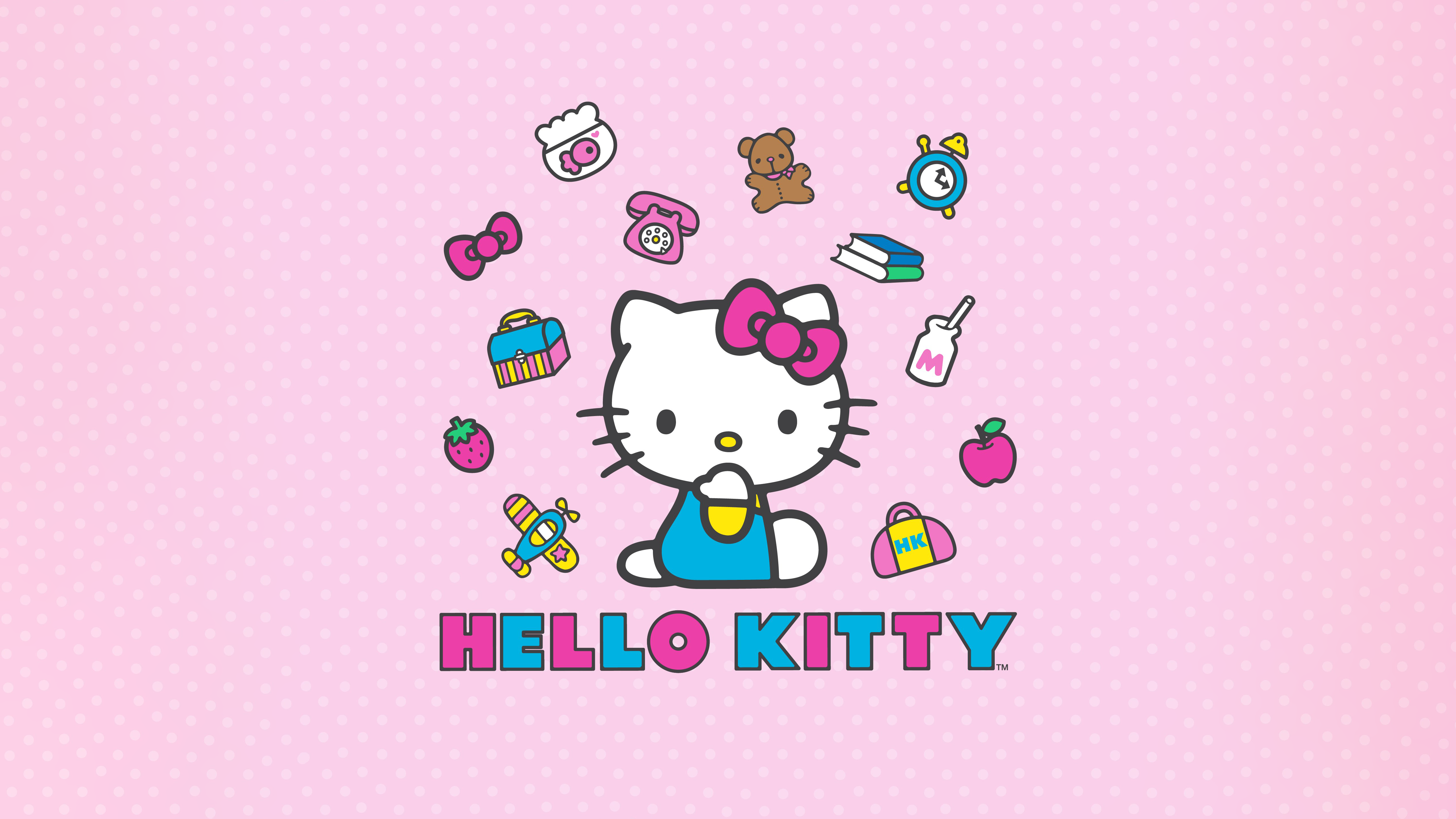 Cute wallpaper for Whatsapp featuring Hello Kitty in pink