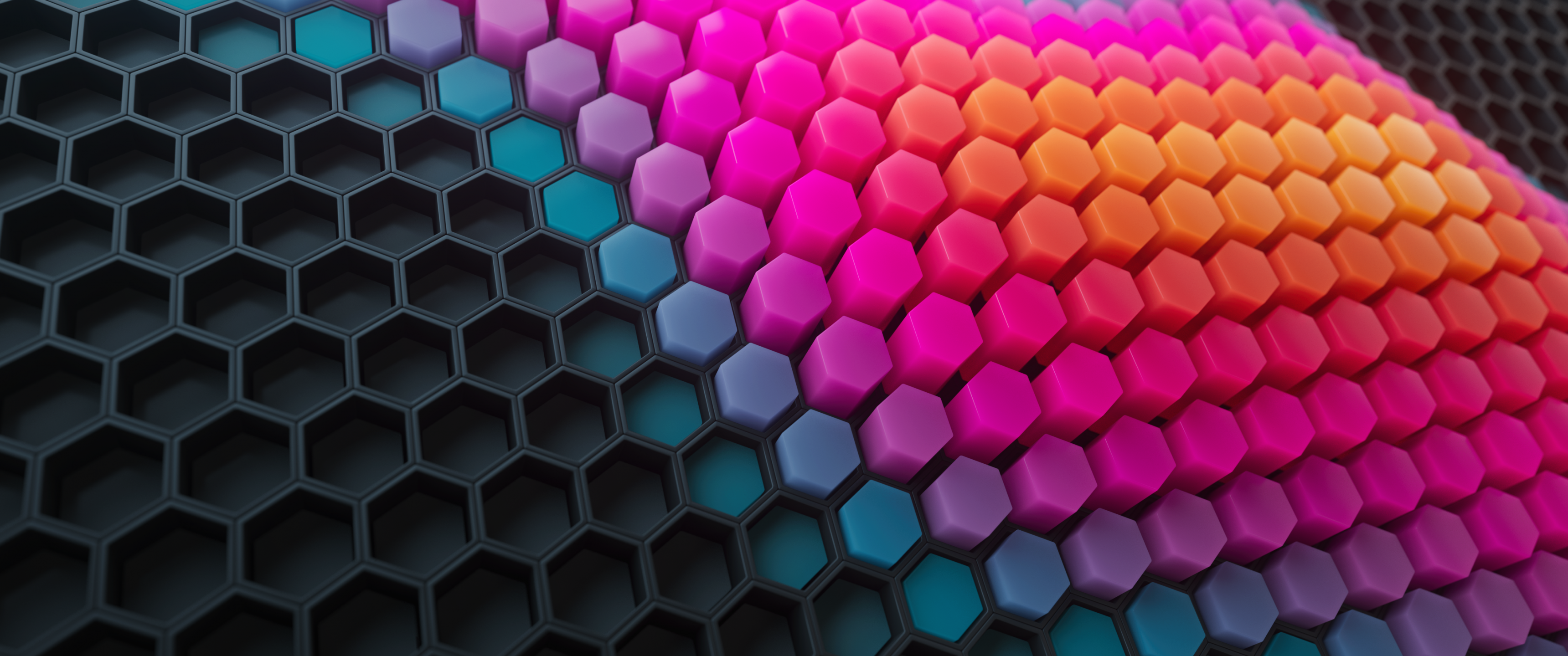 Hexagons Wallpaper 4K Colorful blocks Patterns 2286