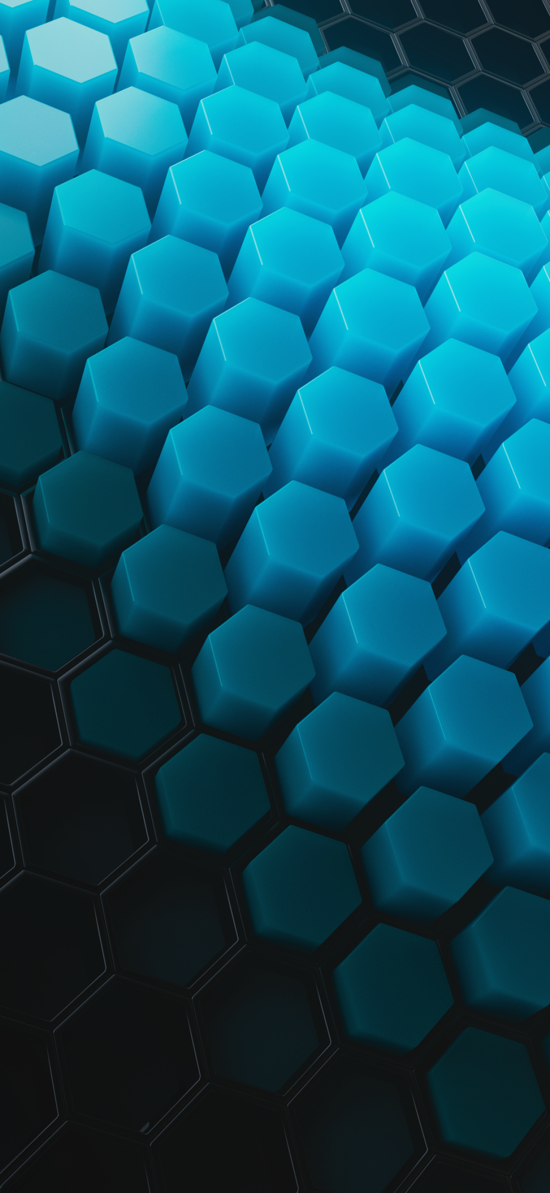 Hexagons Wallpaper 4K, Patterns, Cyan background, Cyan