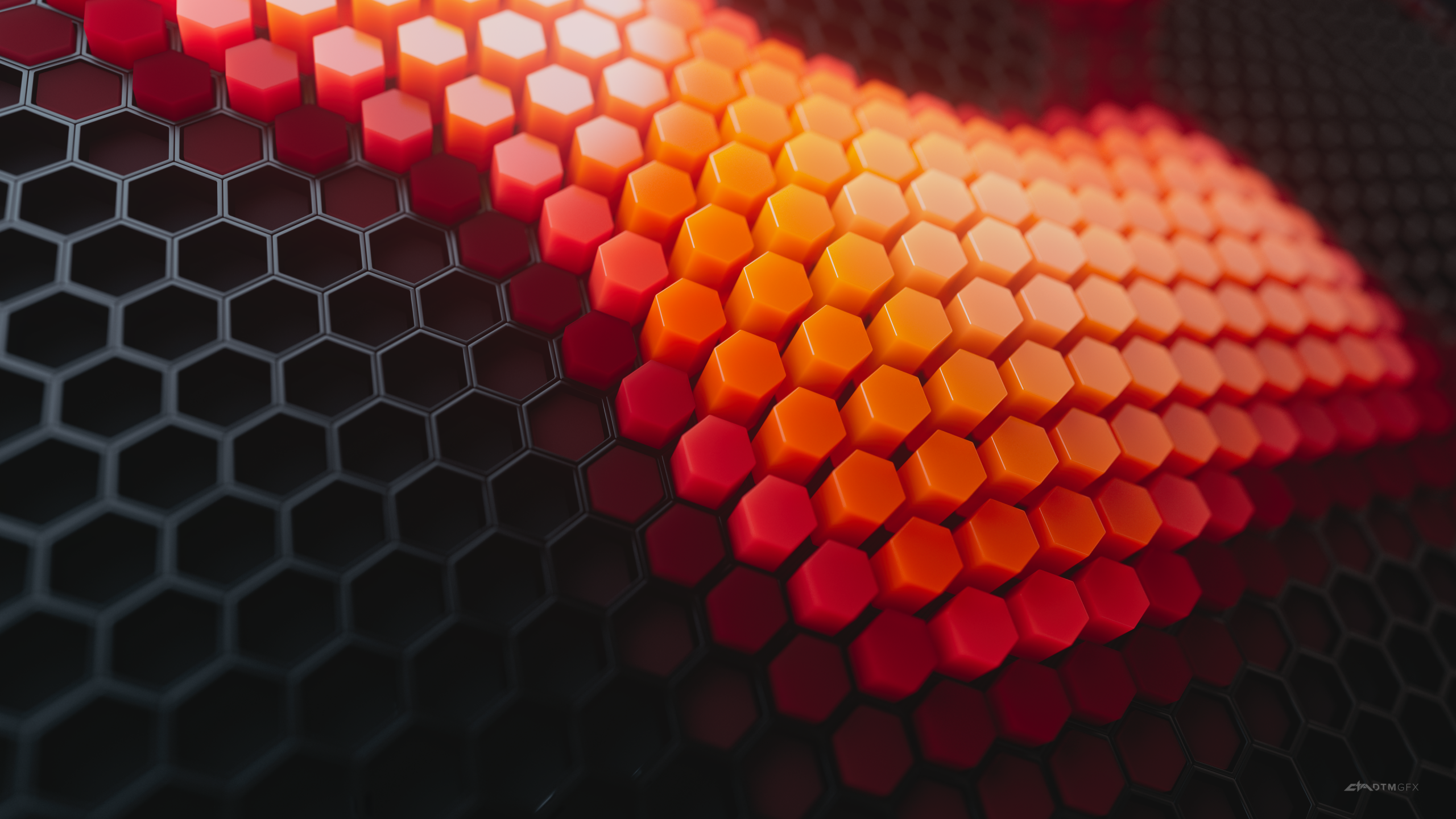 Hexagons Wallpaper 4K Orange blocks Patterns 2287