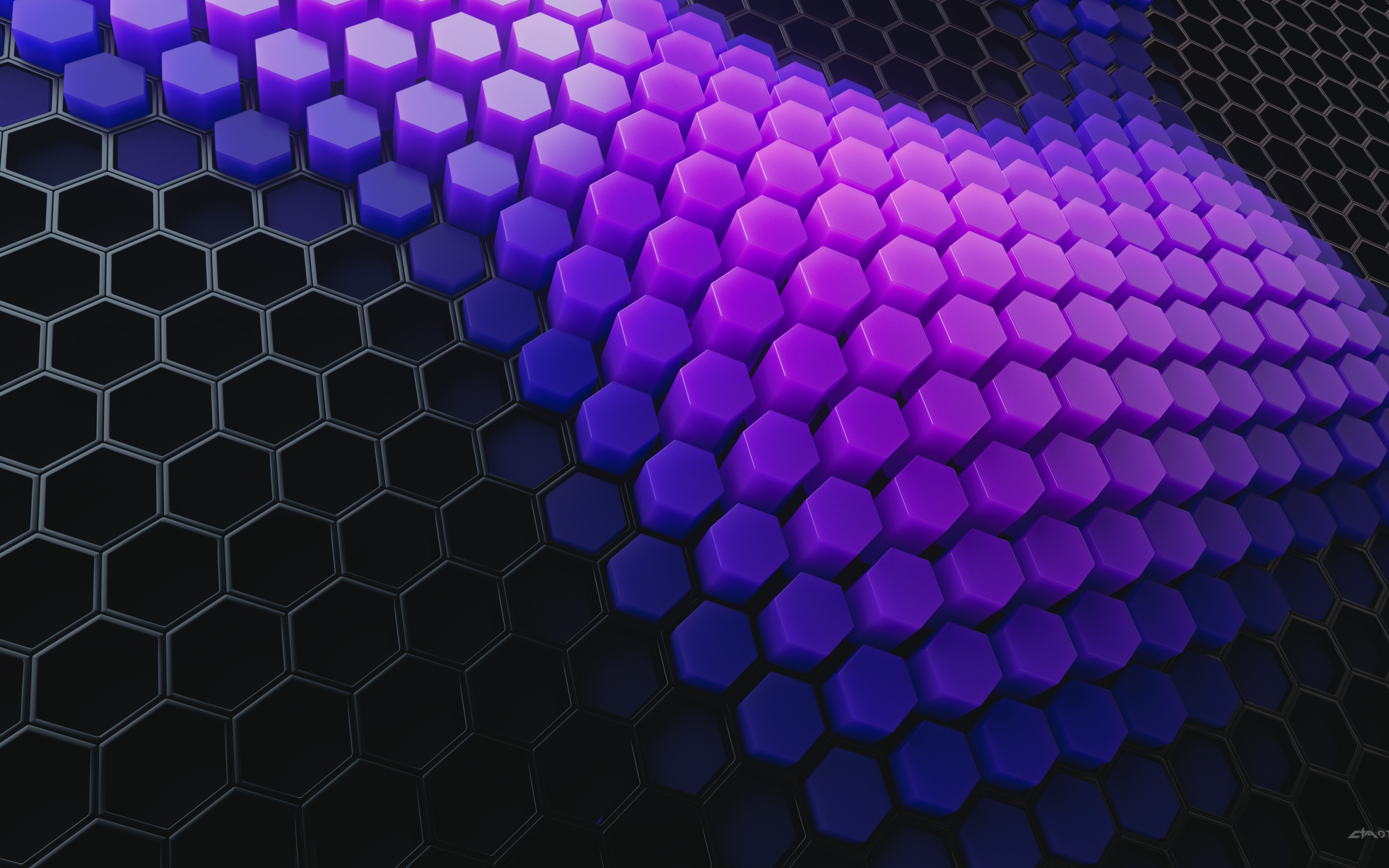 Hexagons Wallpaper 4K, Patterns, Violet background, Violet blocks