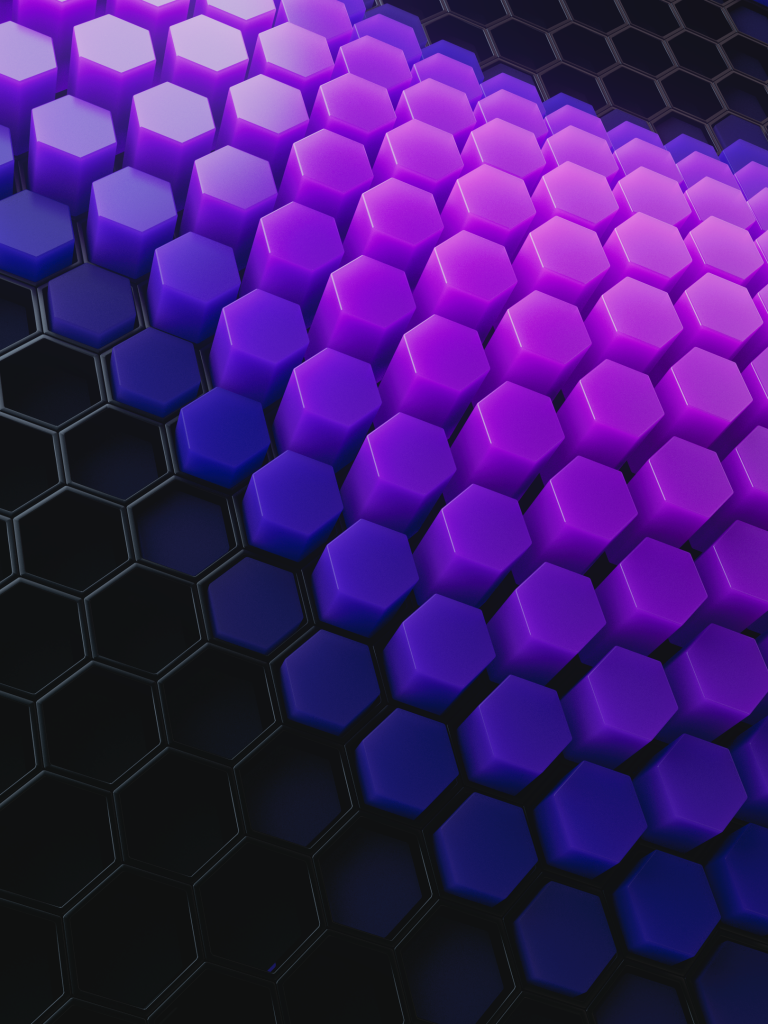 Hexagons Wallpaper 4K, Violet blocks, Patterns