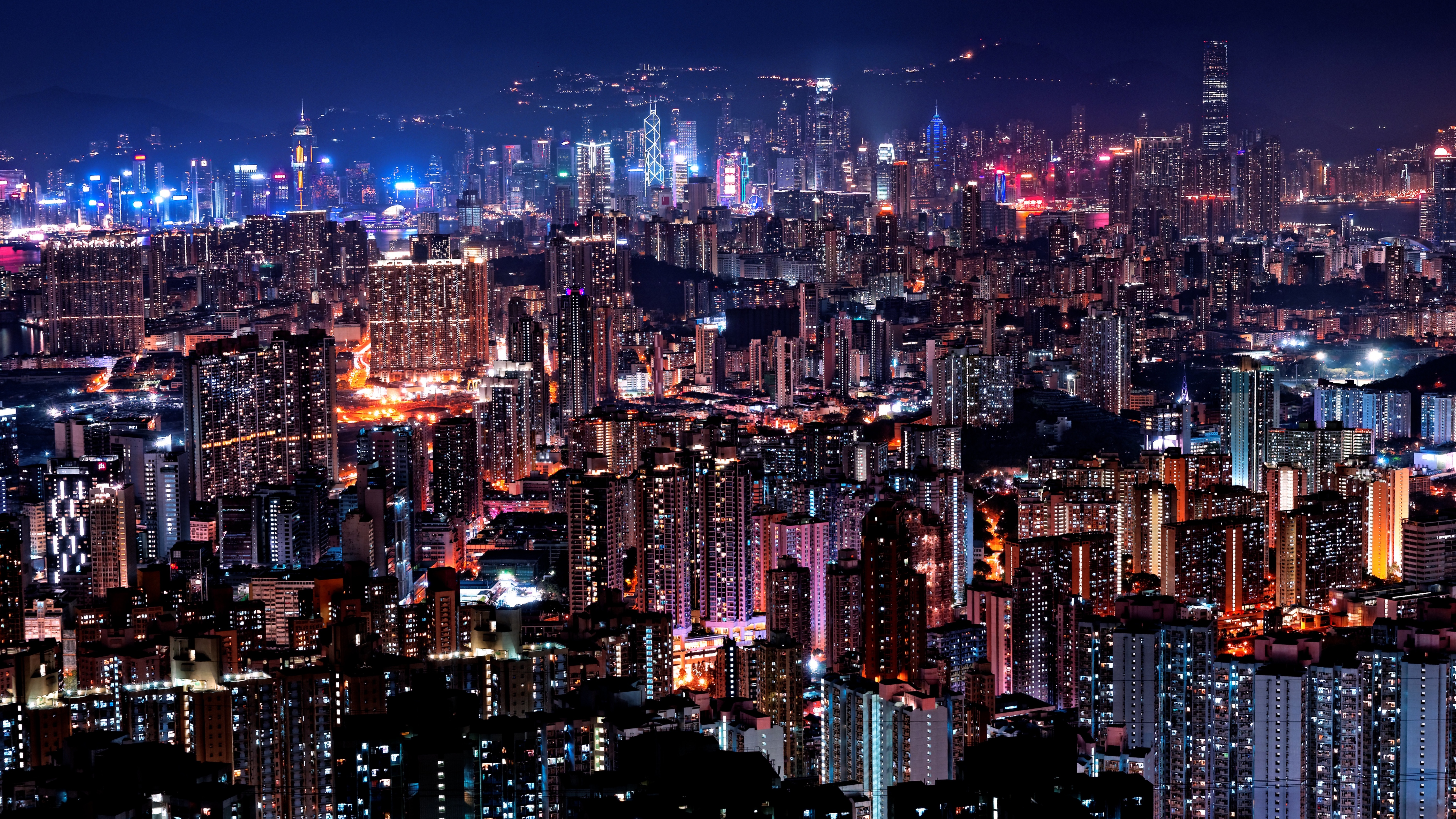 fornuft Skinne makeup Hong Kong City Skyline Wallpaper 4K, Cityscape, City lights, #5826