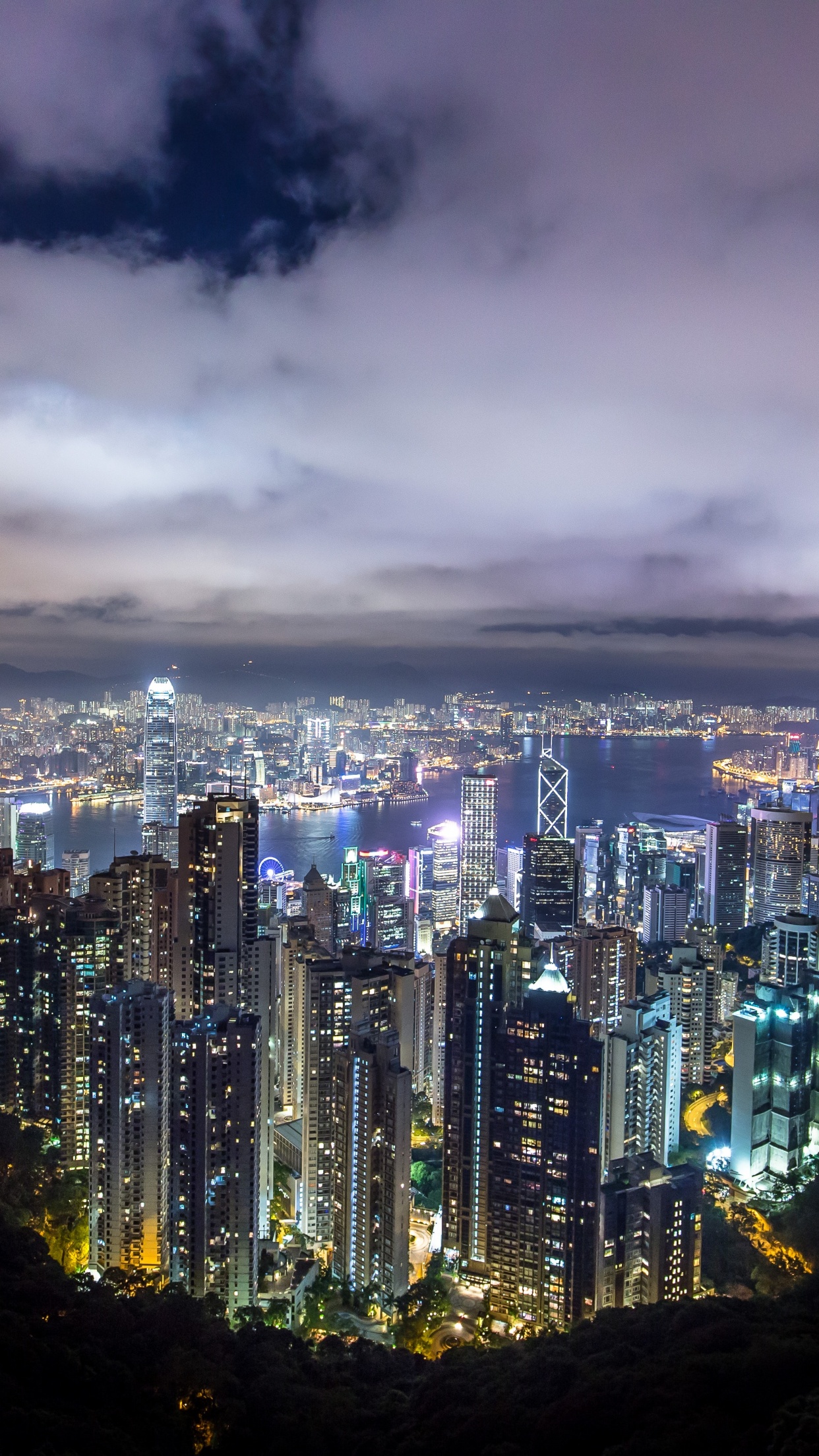 Hong Kong City Wallpaper    4K, Skyline, River, Night time