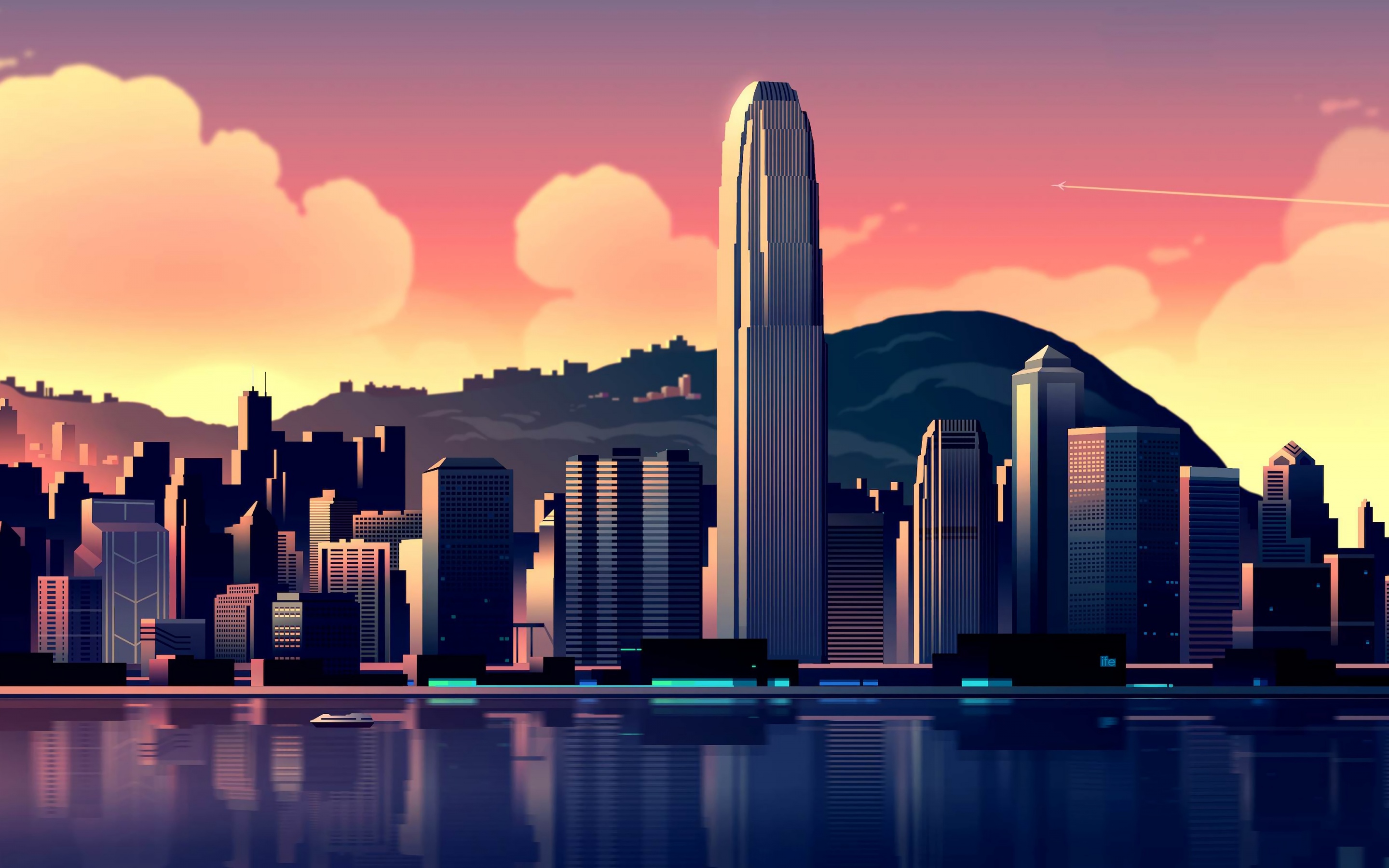 Hong Kong Wallpaper 4K, Cityscape, Illustration, World, #5273