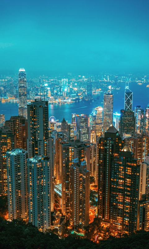 Hong Kong Wallpaper 4K, Victoria Peak, Cityscape, Night