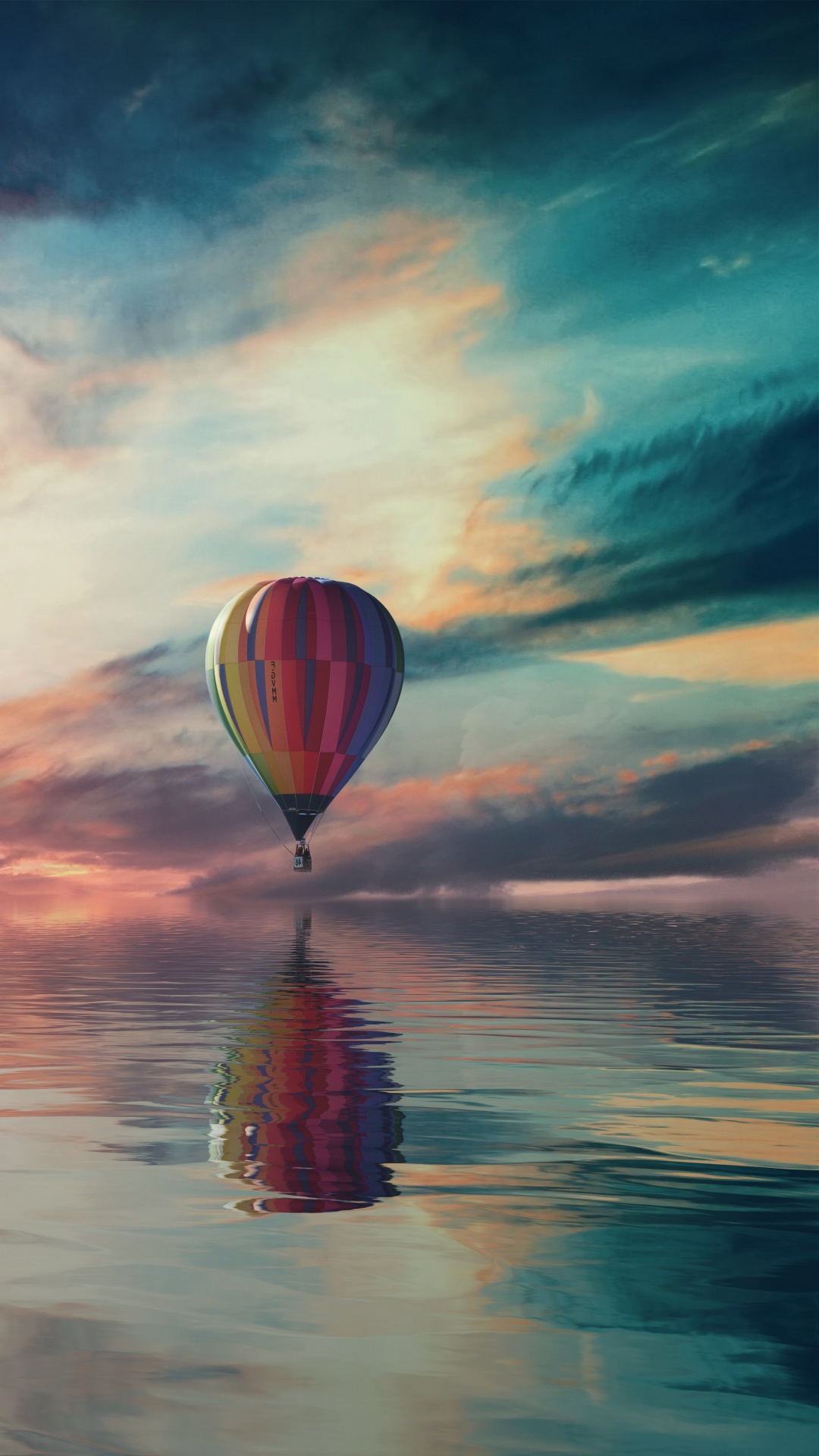 Hot air balloon Wallpaper 4K, Multicolor, Colorful Sky, Water