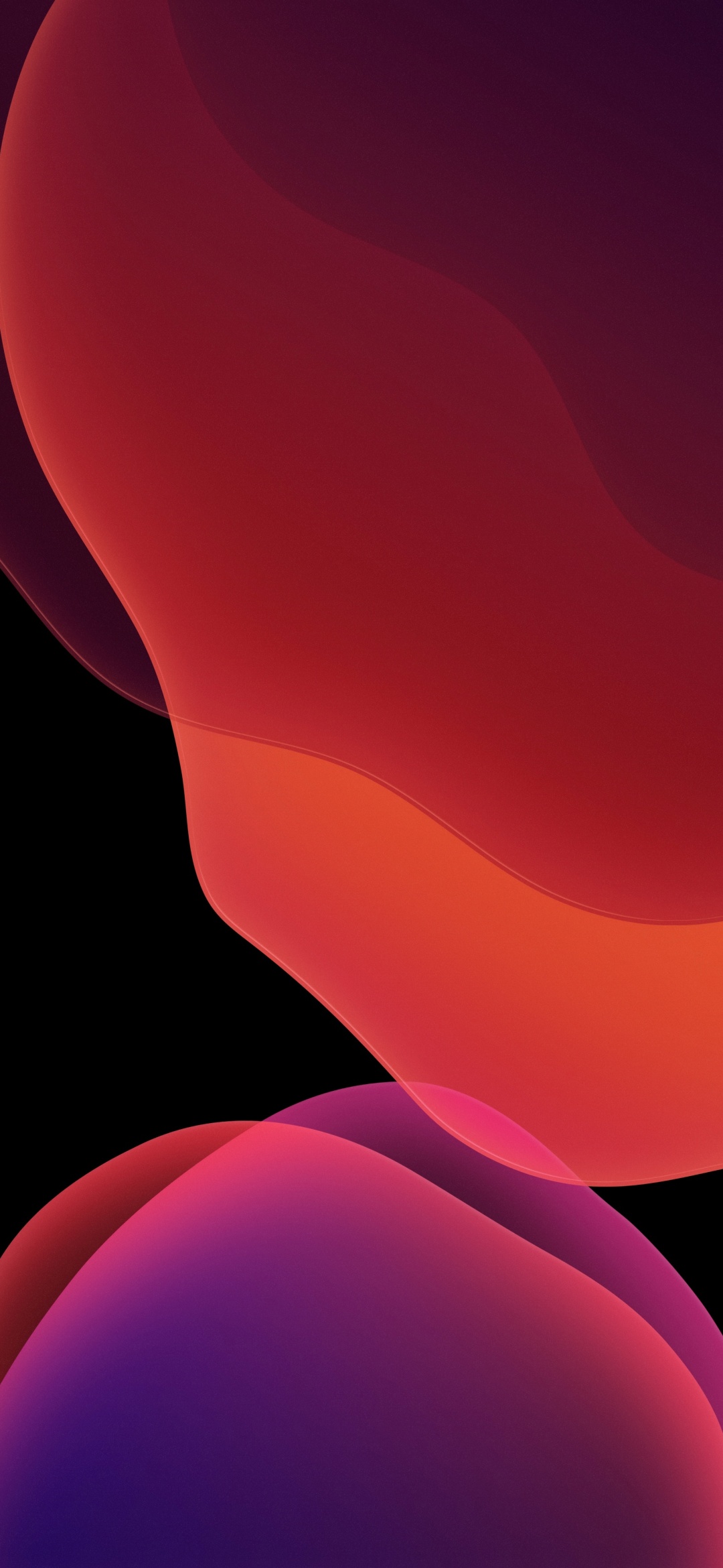 iOS 13 Wallpaper 4K, Black background, Red, Stock