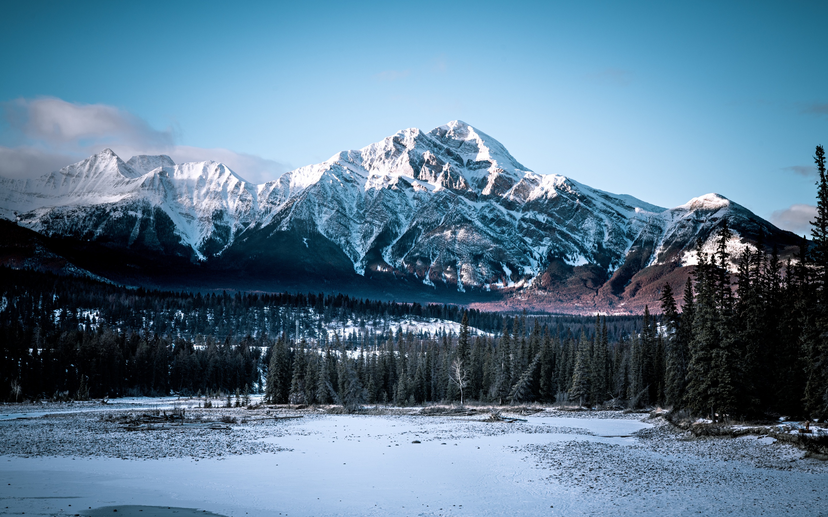 Jasper National Wallpaper 4K, Alberta, Canada, Winter, Glacier mountains, #4561
