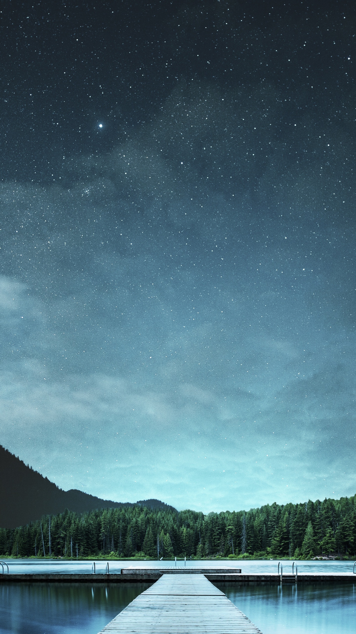Jetty Wallpaper 4K, Lake, Night sky, Nature, #5706