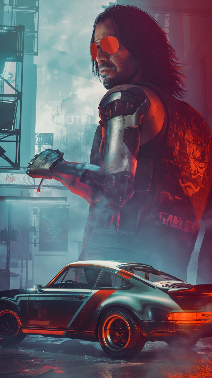 Johnny Silverhand Wallpaper 4K, Cyberpunk 2077, Keanu Reeves, Game Art, Fan Art, Games
