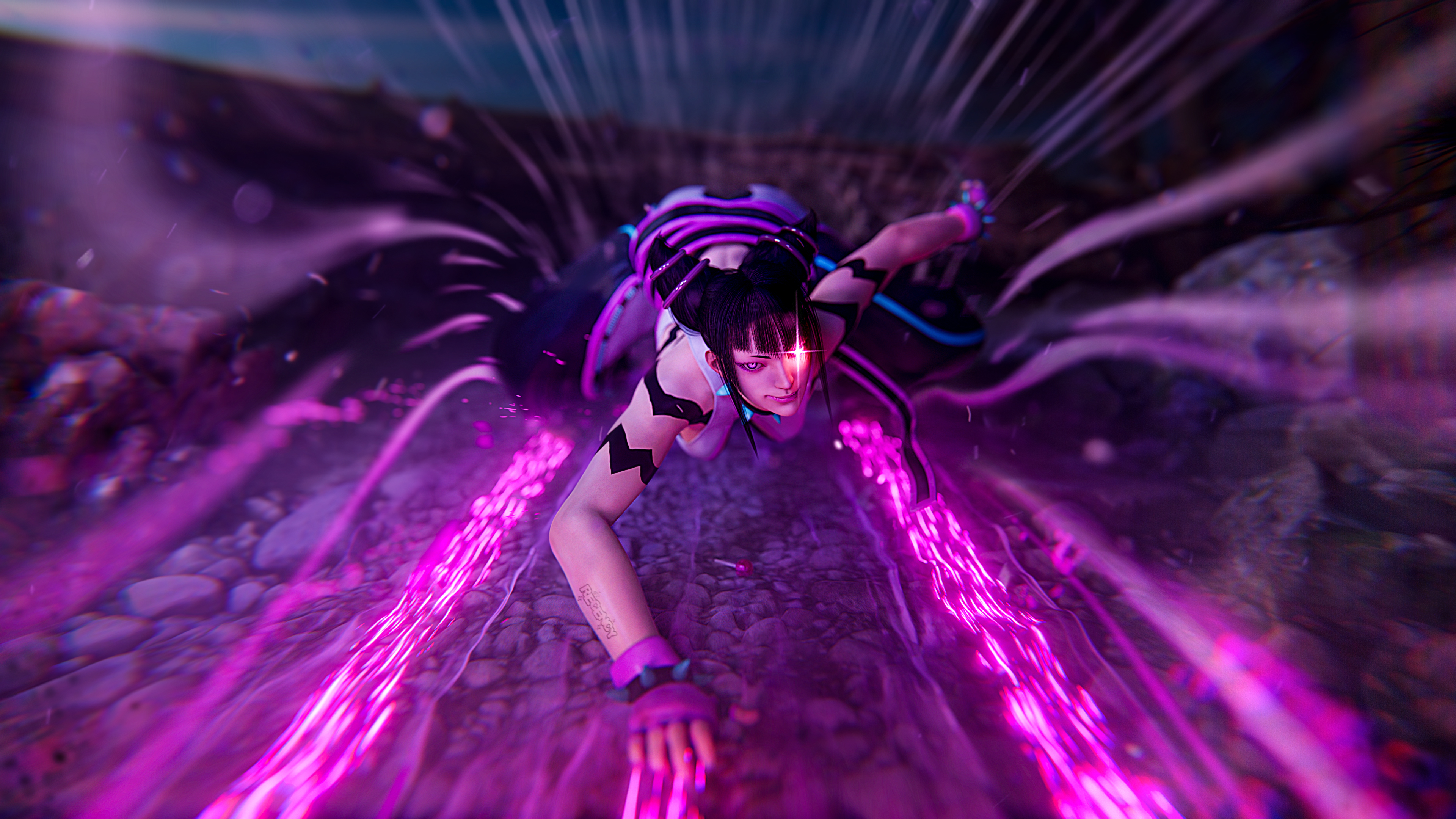 Street Fighter 6  Juri Wallpaper  Cat with Monocle