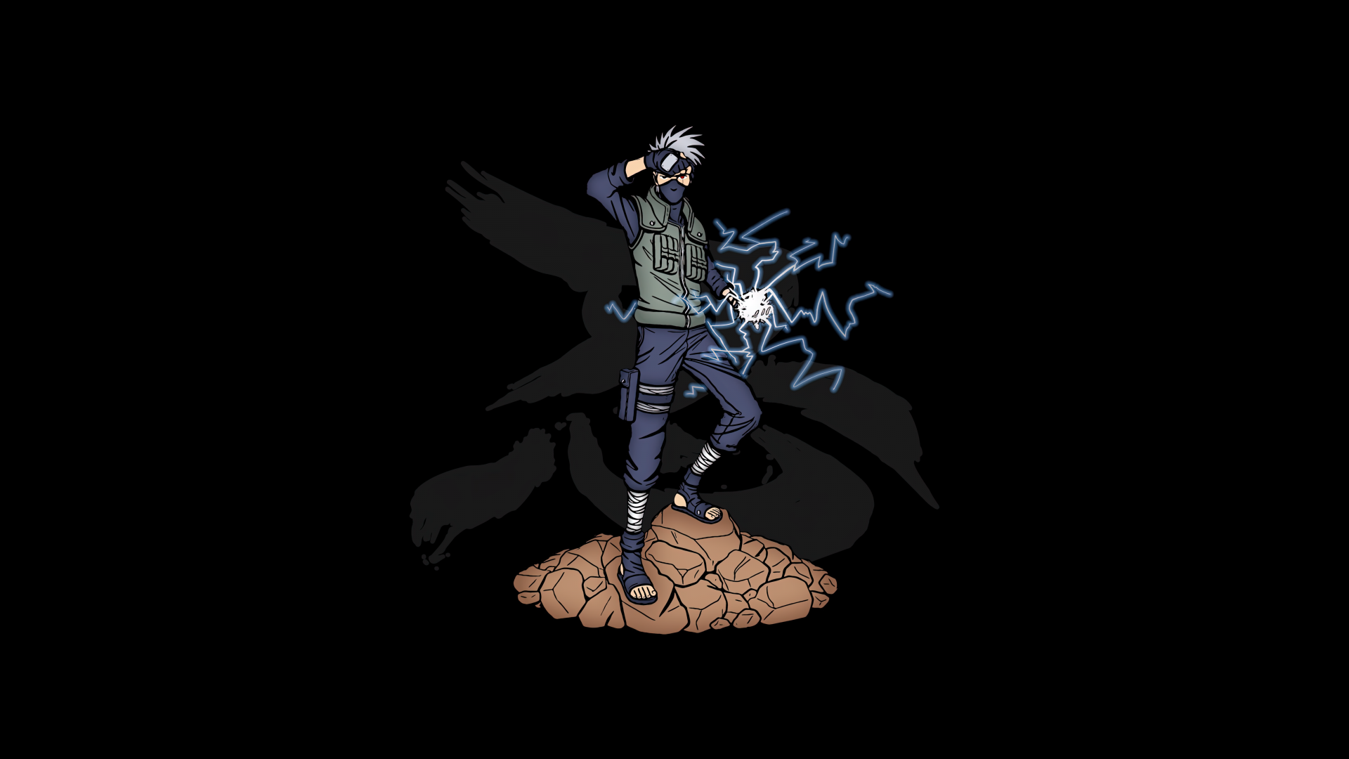 Kakashi Hatake Wallpaper 4K, Raikiri, Naruto, Black background