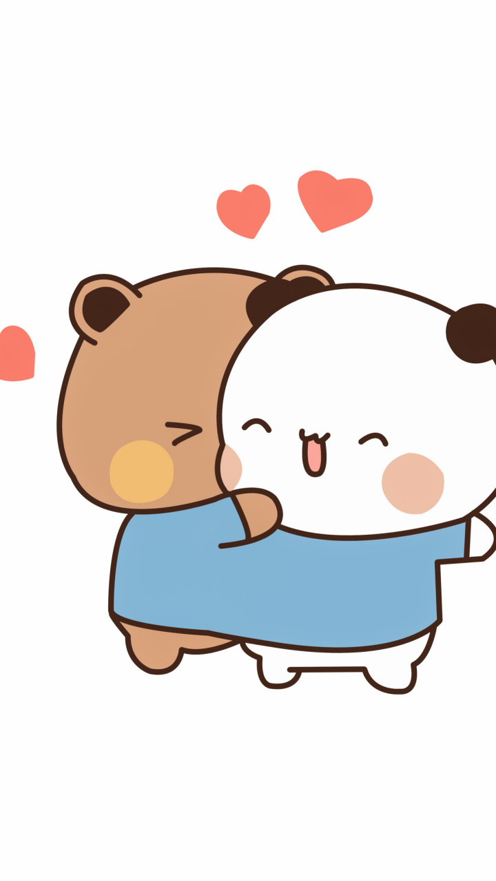 Milk and Mocha Bears Wallpaper 4K, Kawaii couple, Love couple