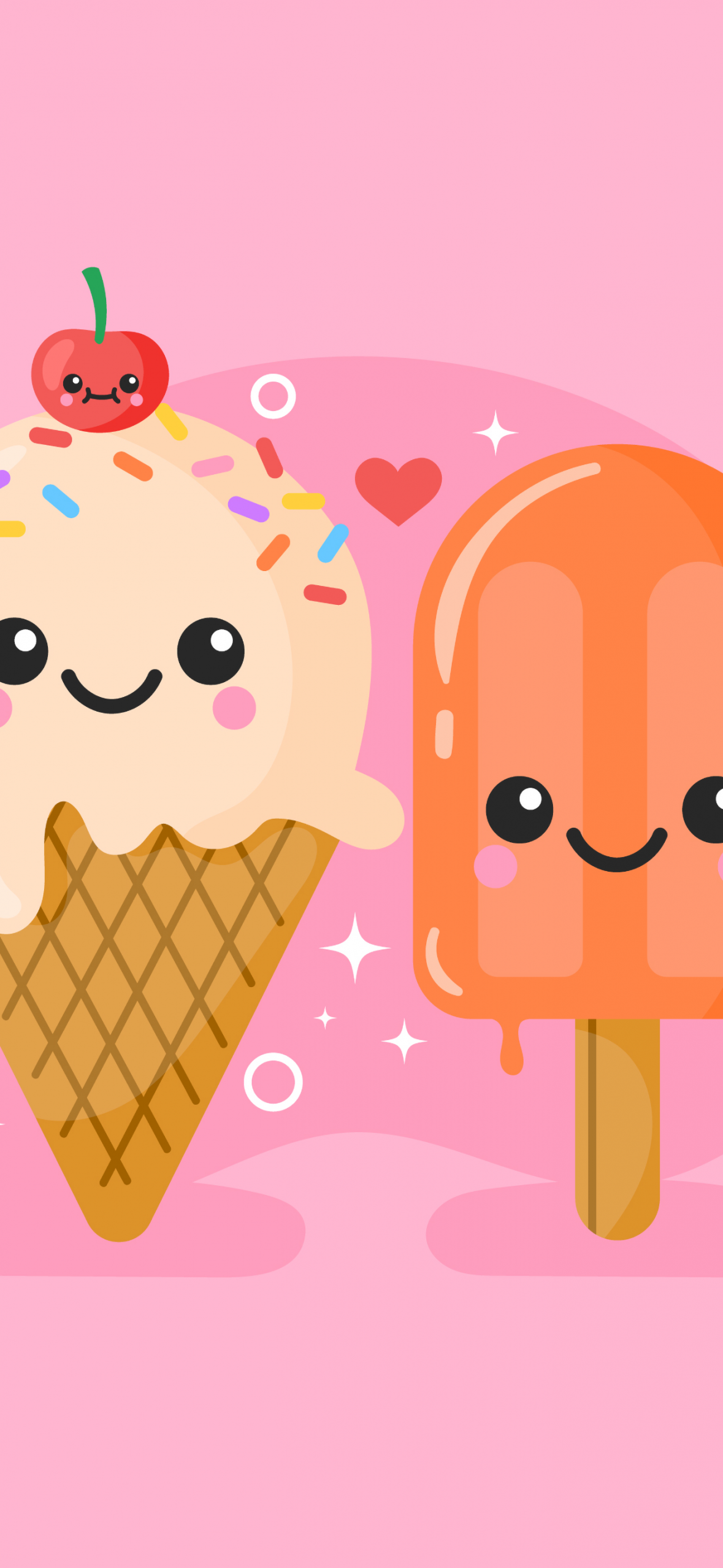 Ice Cream Love Pink Illustration iPhone plus wallpaper