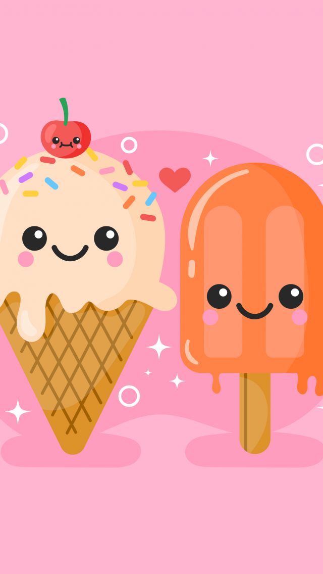 Kawaii ice cream Wallpaper 4K, Cute ice cream, Ice cream cone, #10129