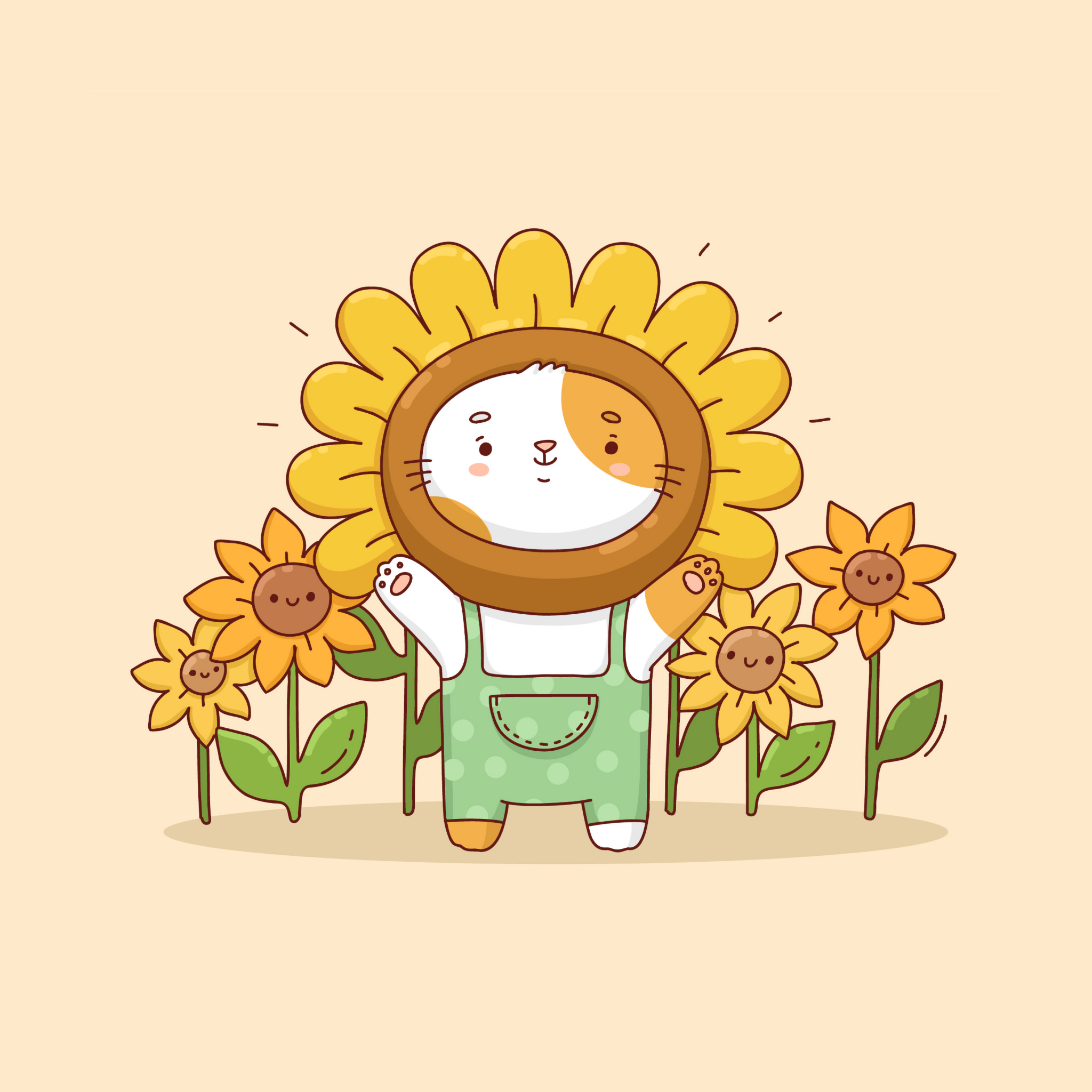 Kawaii sunflowers Wallpaper 4K, Cute costume, Kawaii costume