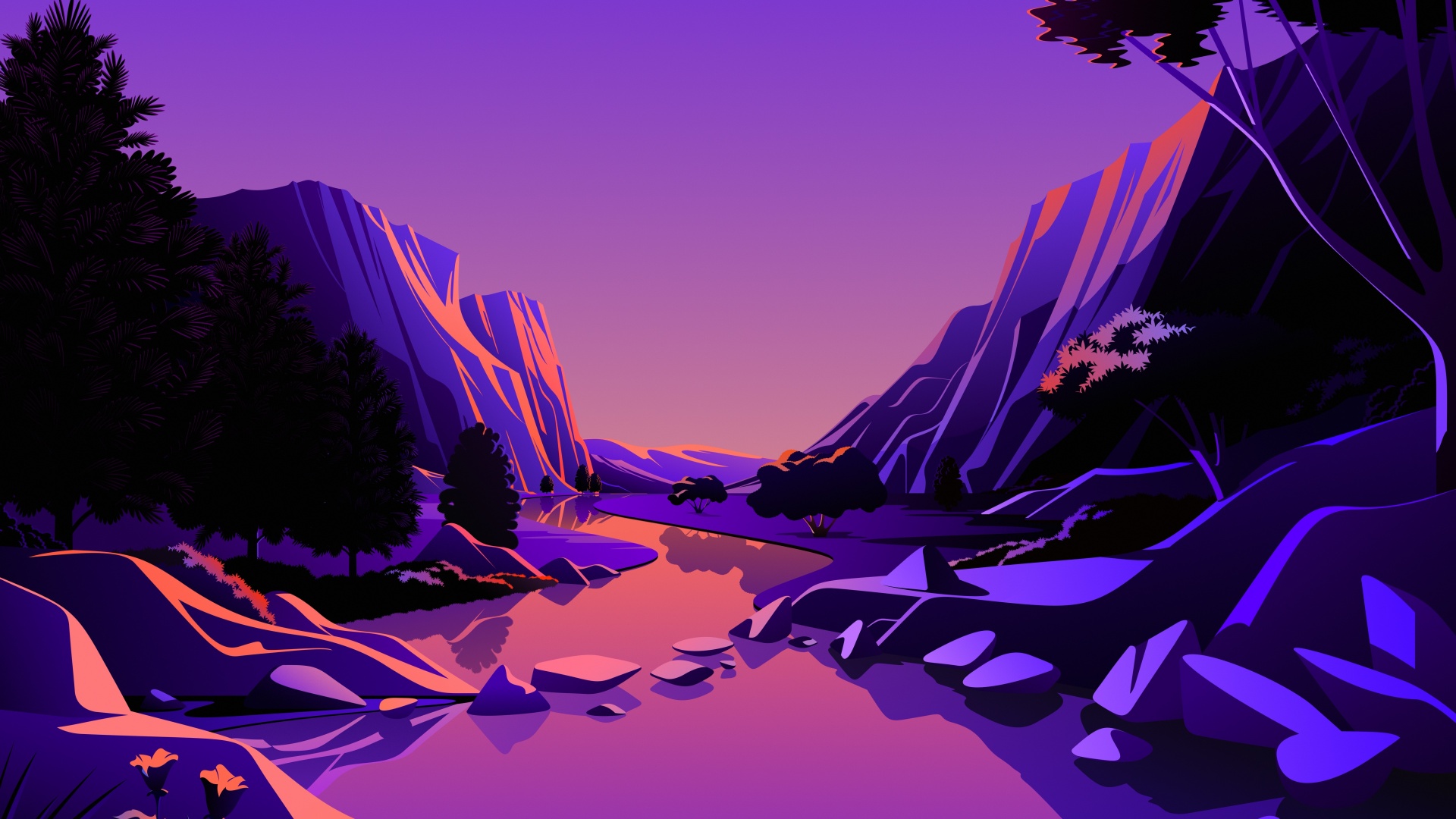 Purple Mountain & Lake, mountain, purple, nature, clouds, lake, HD wallpaper  | Peakpx