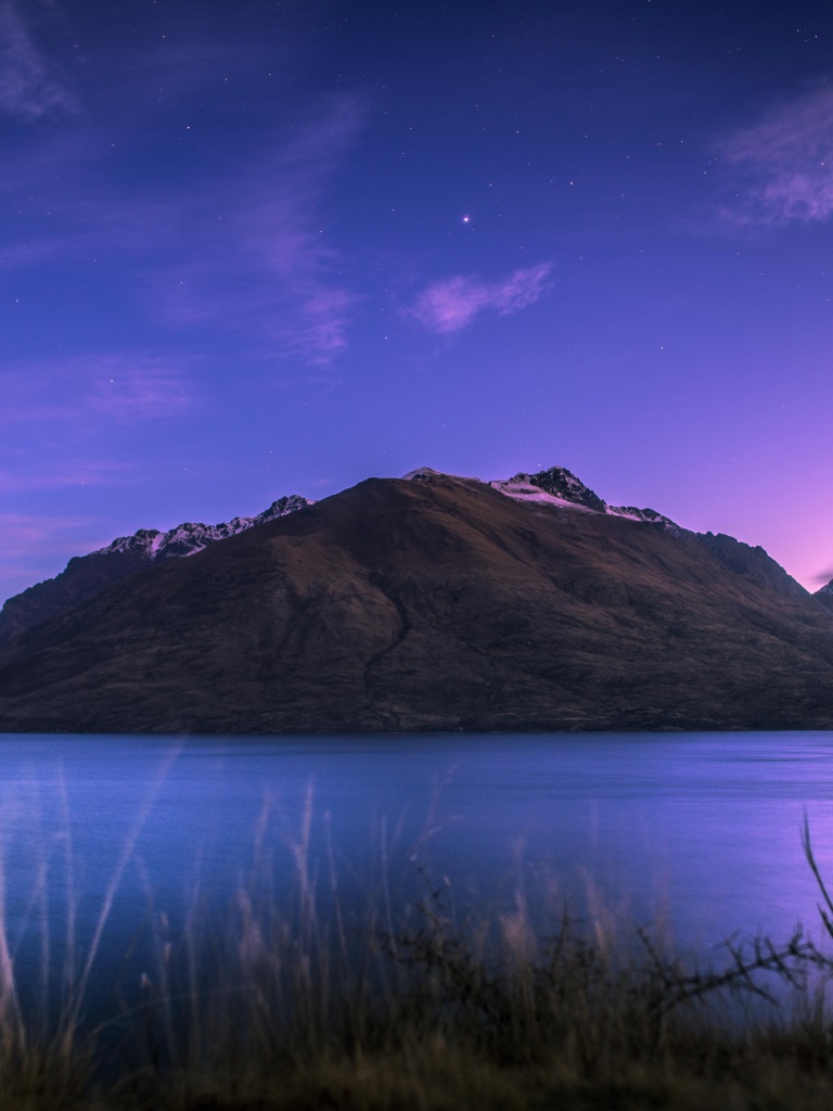 Lake Wakatipu Wallpaper 4K, New Zealand, Mountain, Stars