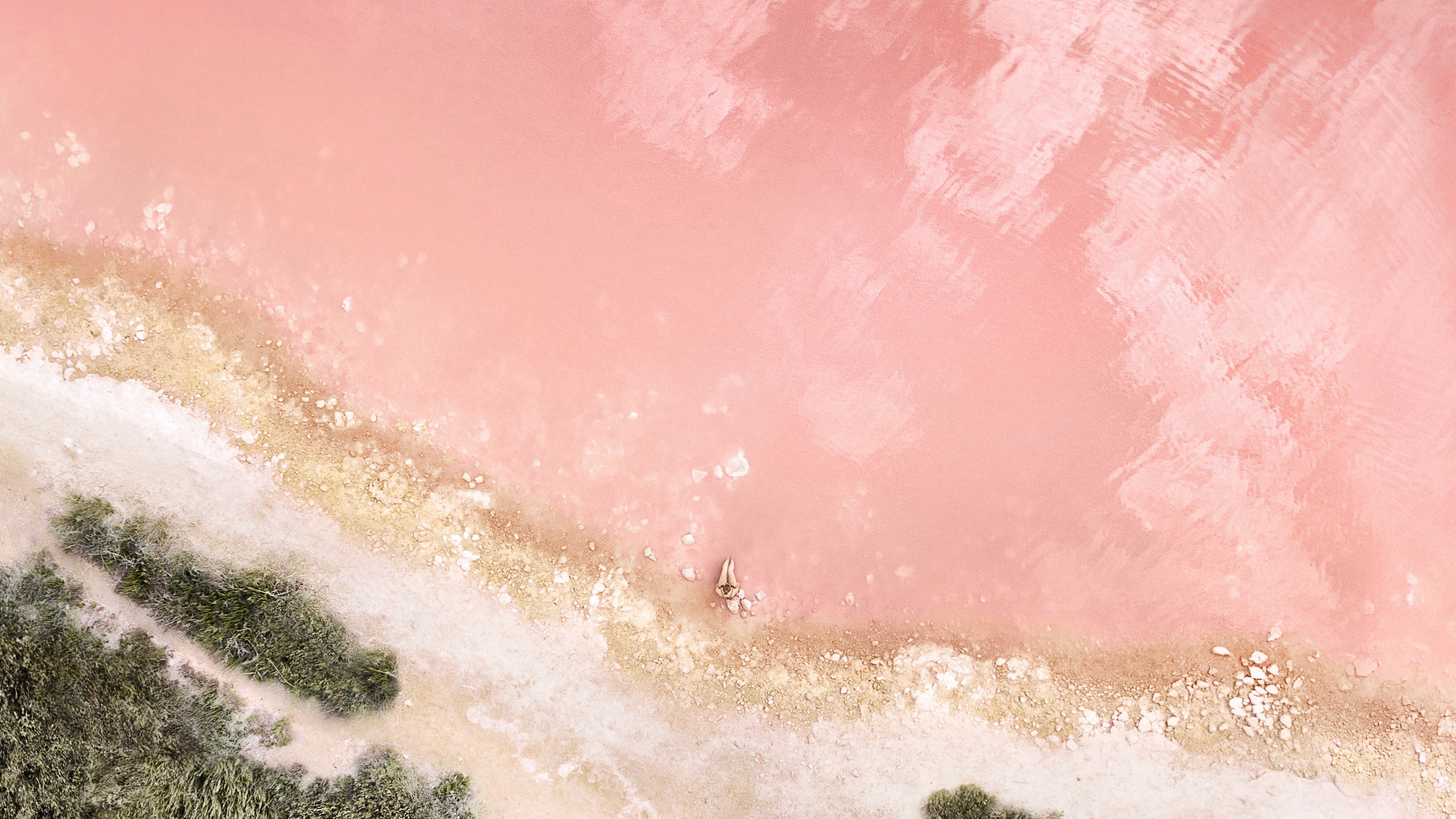 Lakeside Wallpaper 4K, Pink, Aerial view, Nature, #5403