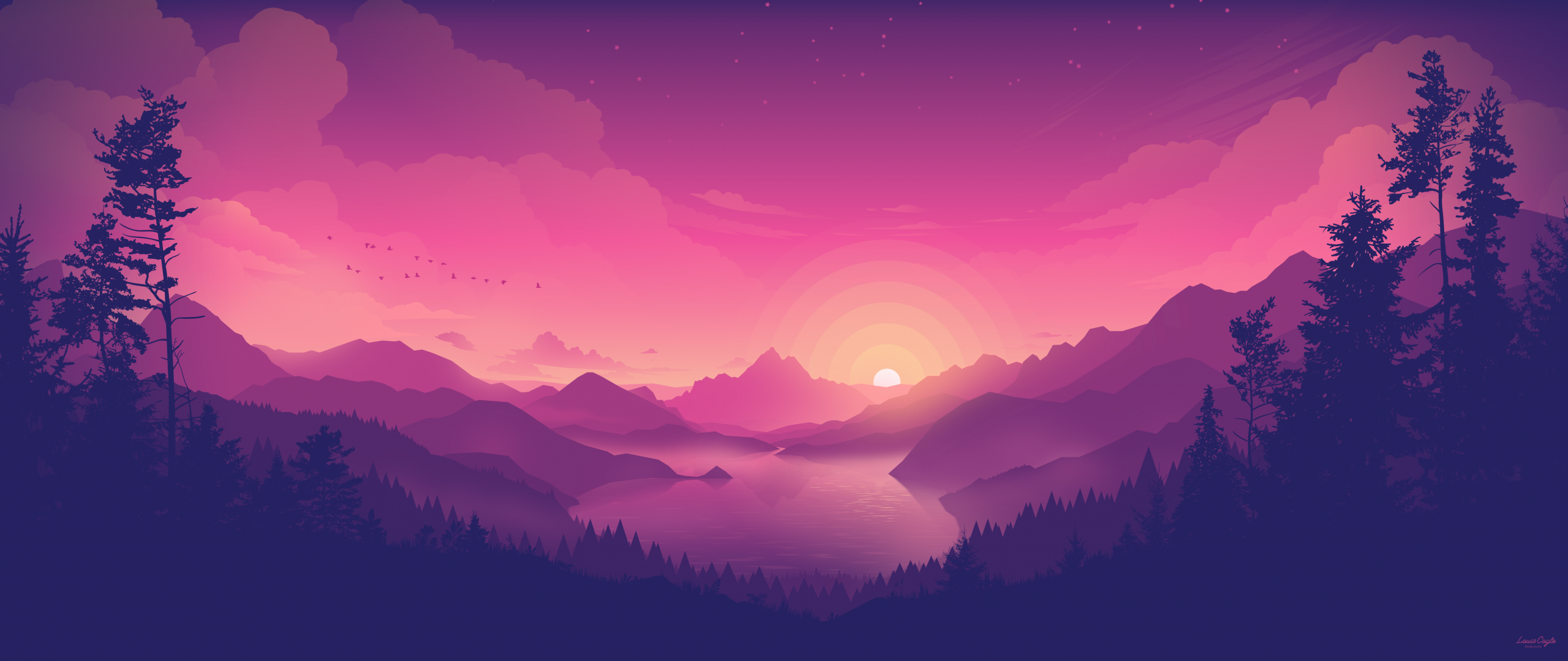 Lakeside Wallpaper 4K, Pink sky, Sunset, #4584