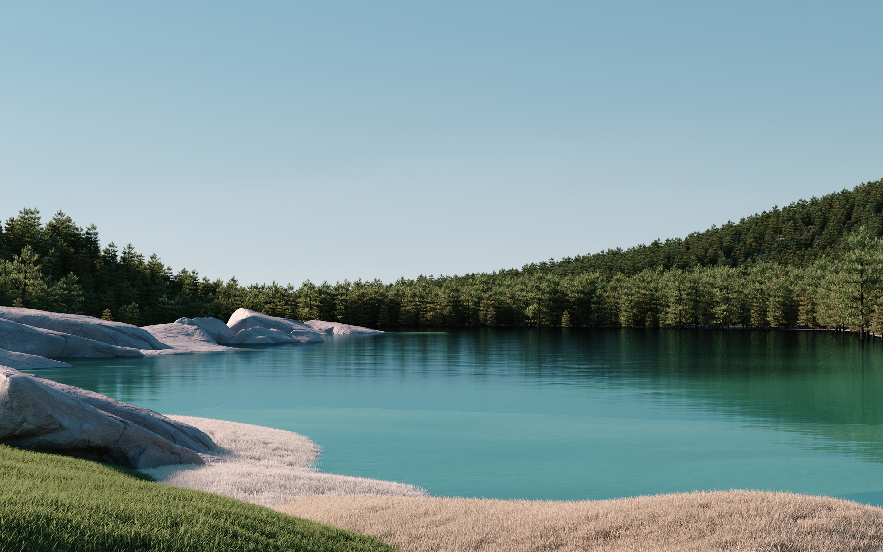 Windows 11 Wallpaper 4K, Lake, Landscape, Forest, Daytime