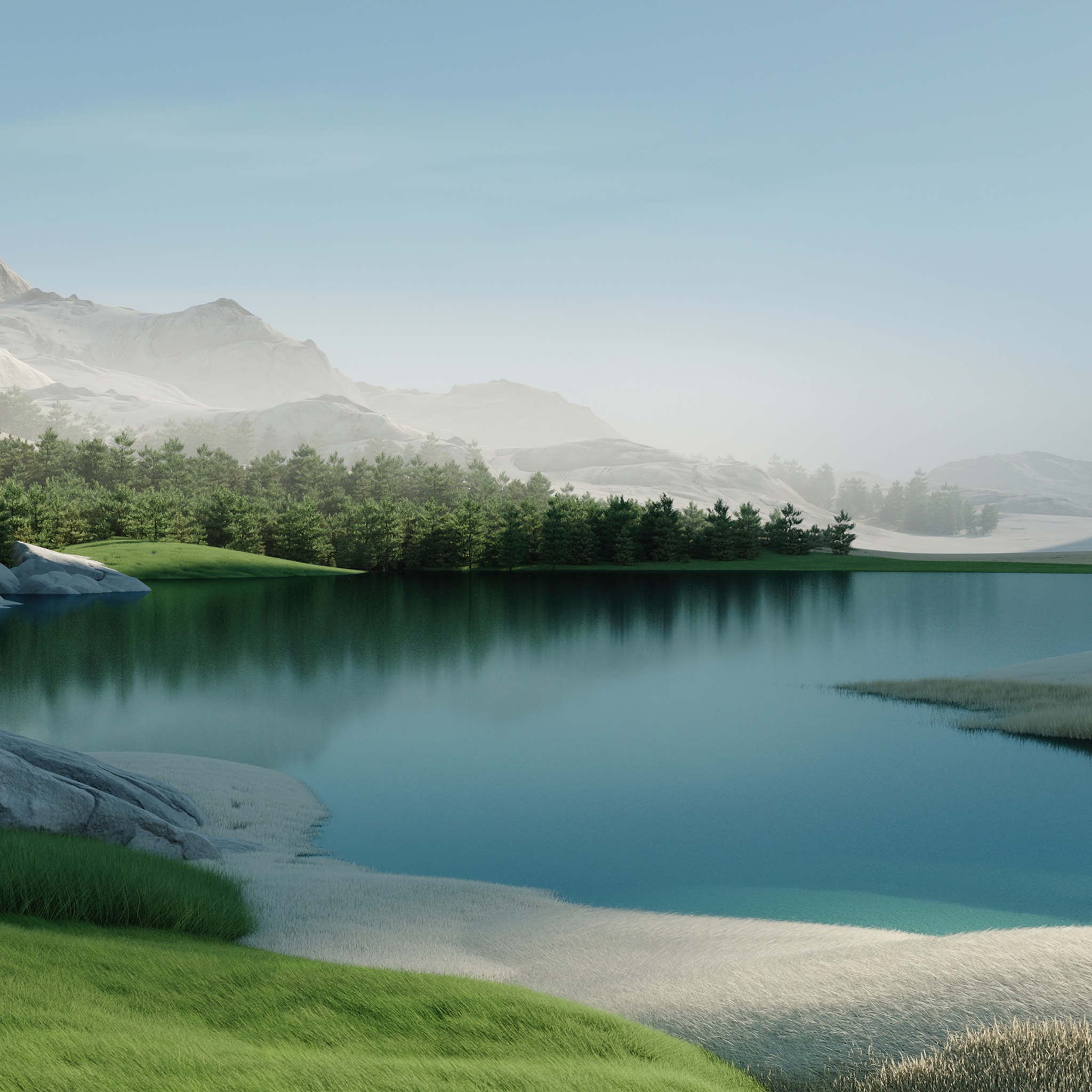 Landscape Wallpaper 4K, Windows 11, Lake, Forest, Daytime, #8621