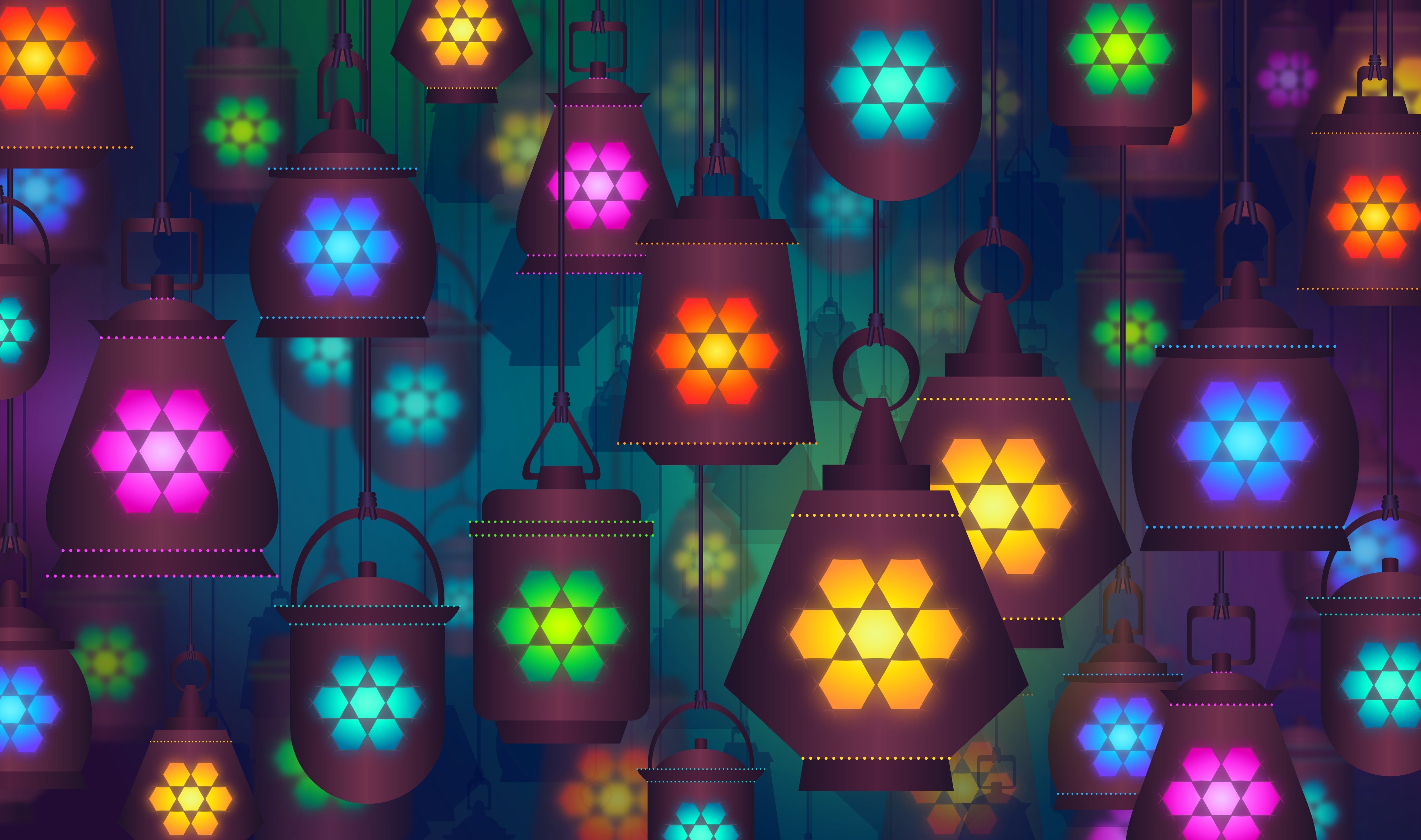 Lanterns Wallpaper 4K, Lamps, Abstract, #5693