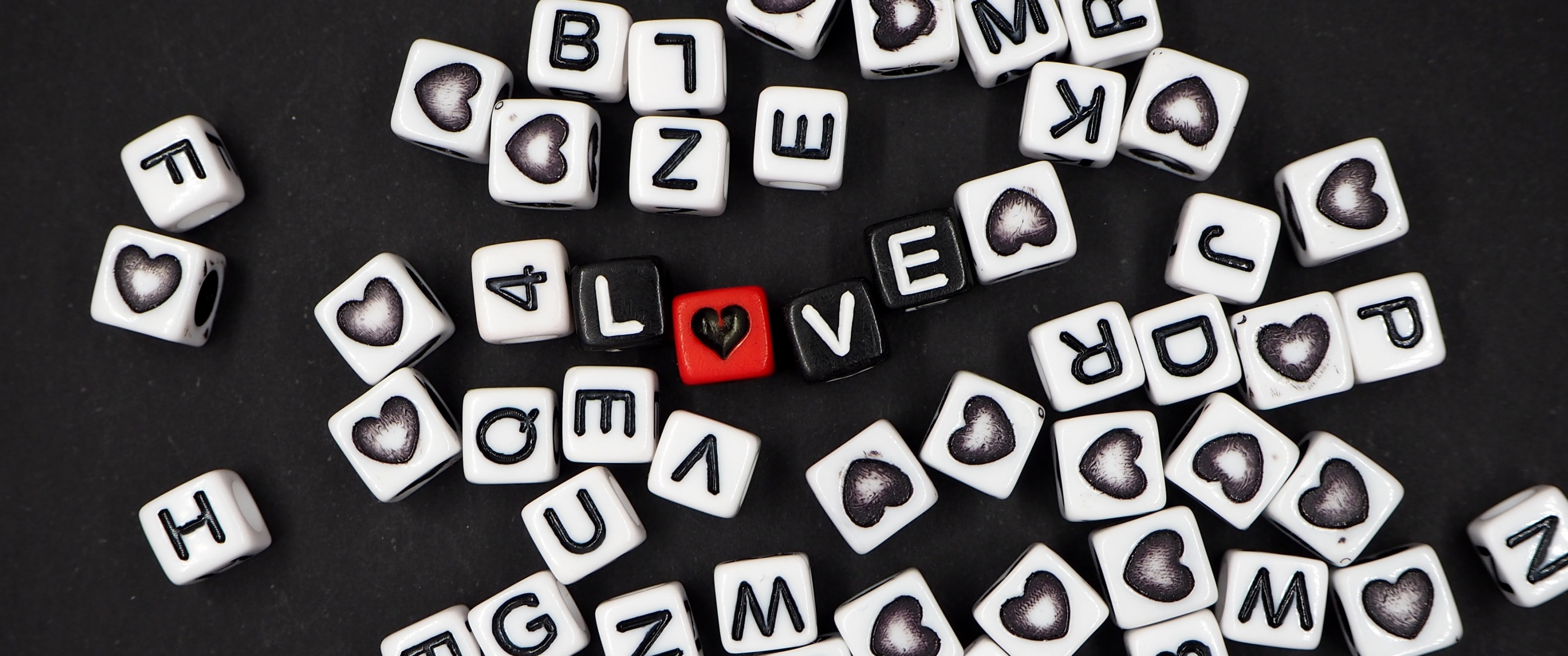 Letter Blocks Wallpaper 4K, Love Symbols, Black/Dark, #4744