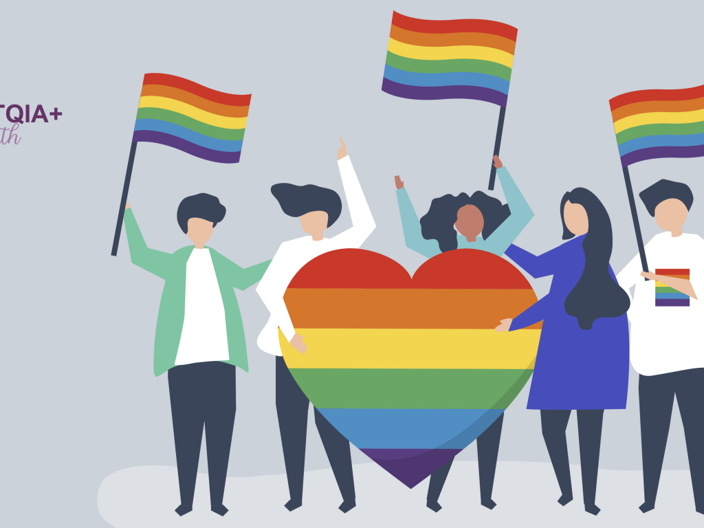 LGBTQ Wallpaper 4K, Pride flag, Rainbow heart, 5K