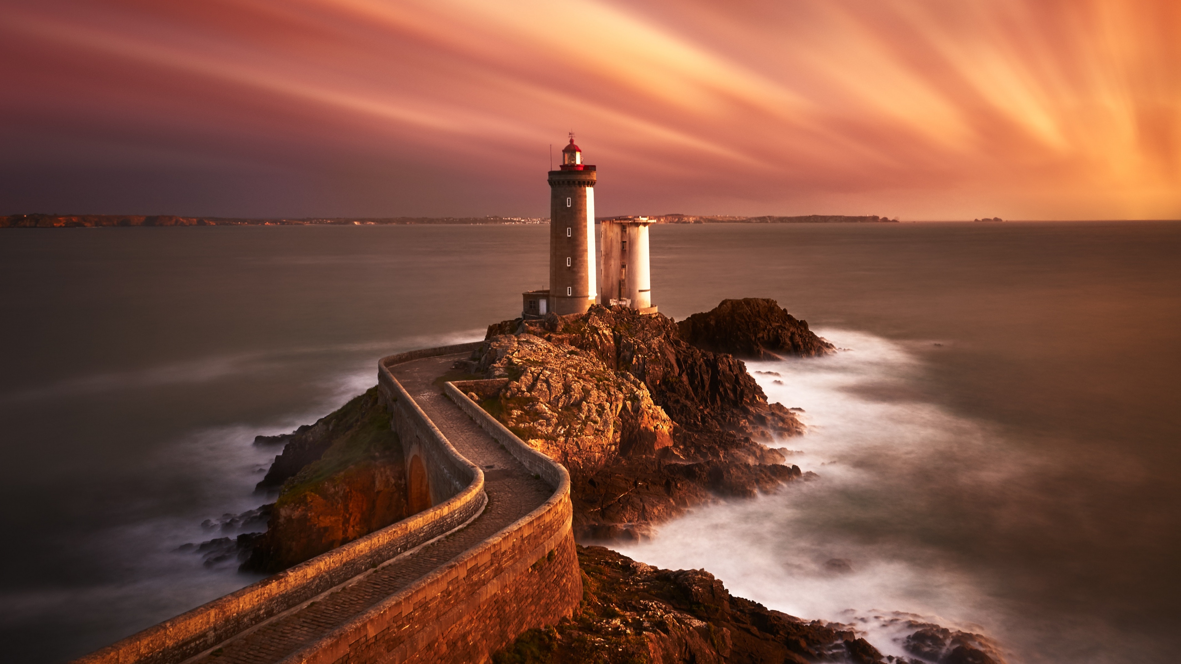 Lighthouse Wallpaper 4K, Sunset, Seascape, Nature, #185