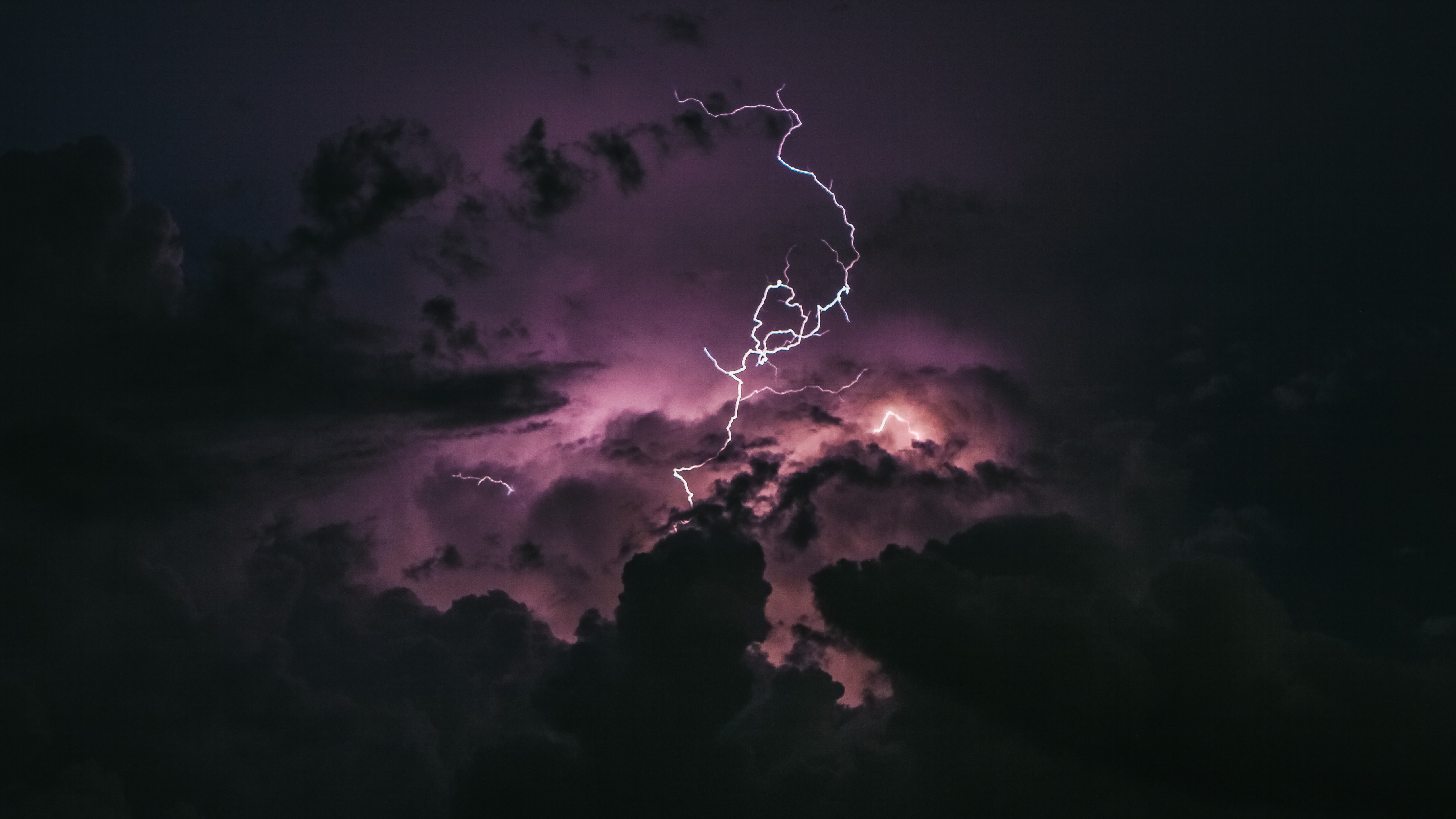 Lightning Strike Wallpaper 4K, Stormy Clouds, Dark Sky, Nature, #5844