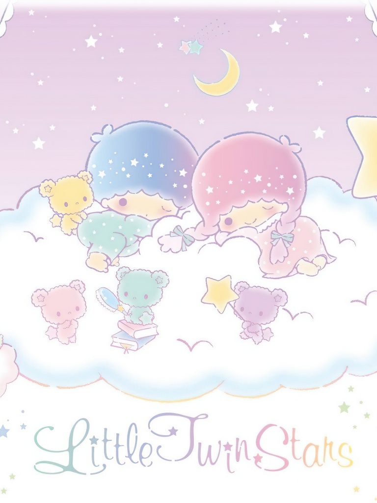 Little Twin Stars Wallpaper 4K, Pastel, Aesthetic, Kiki and Lala