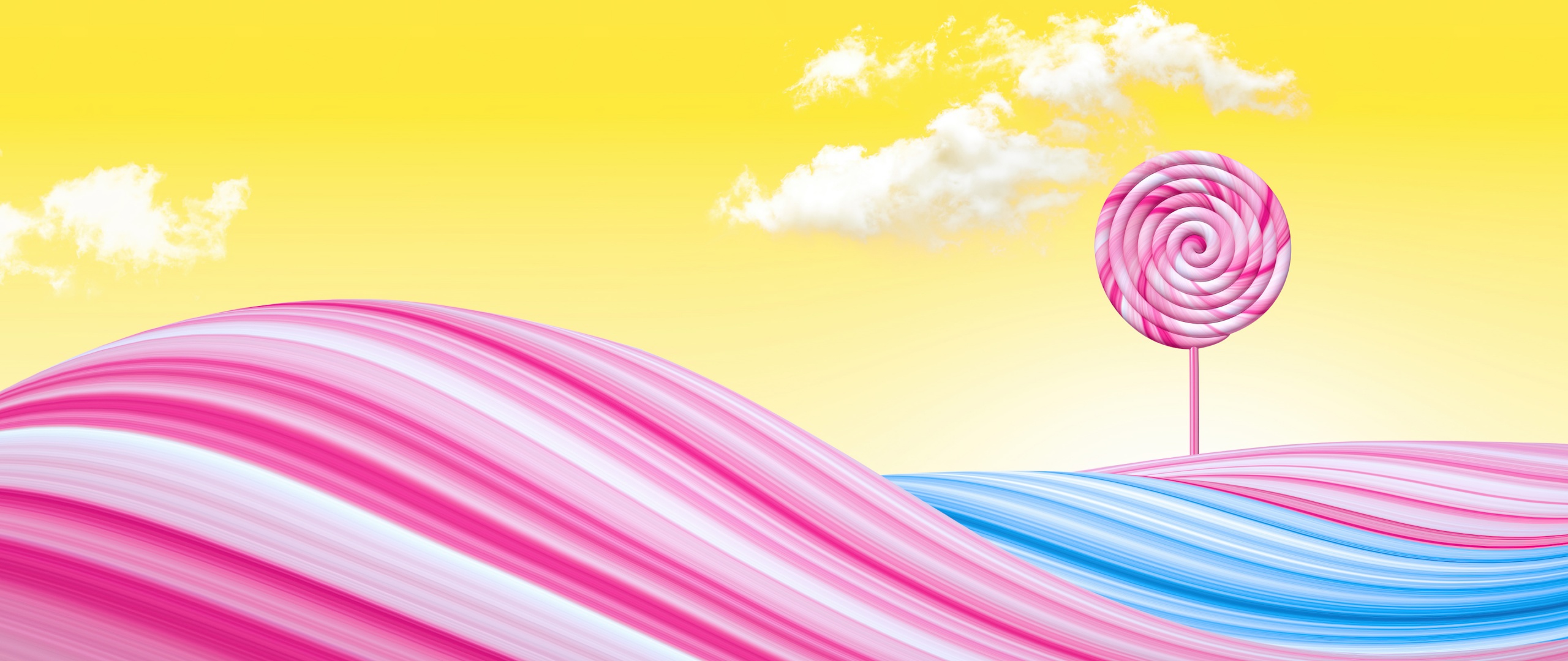 Lollipop Wallpaper 4K, Pink, Yellow background, Nature, #6586