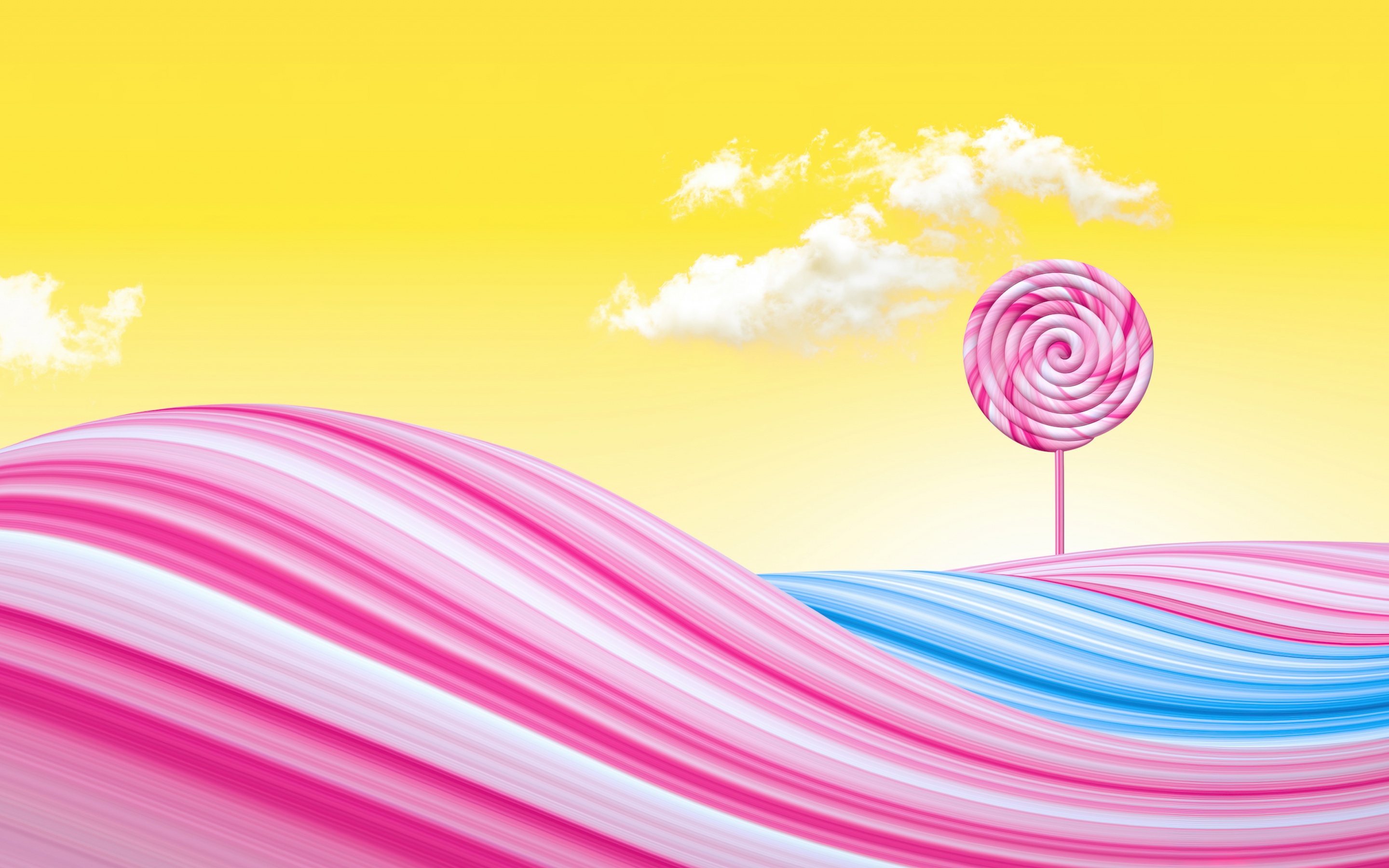 Lollipop Wallpaper 4K, Pink, Yellow background, Nature, #6586