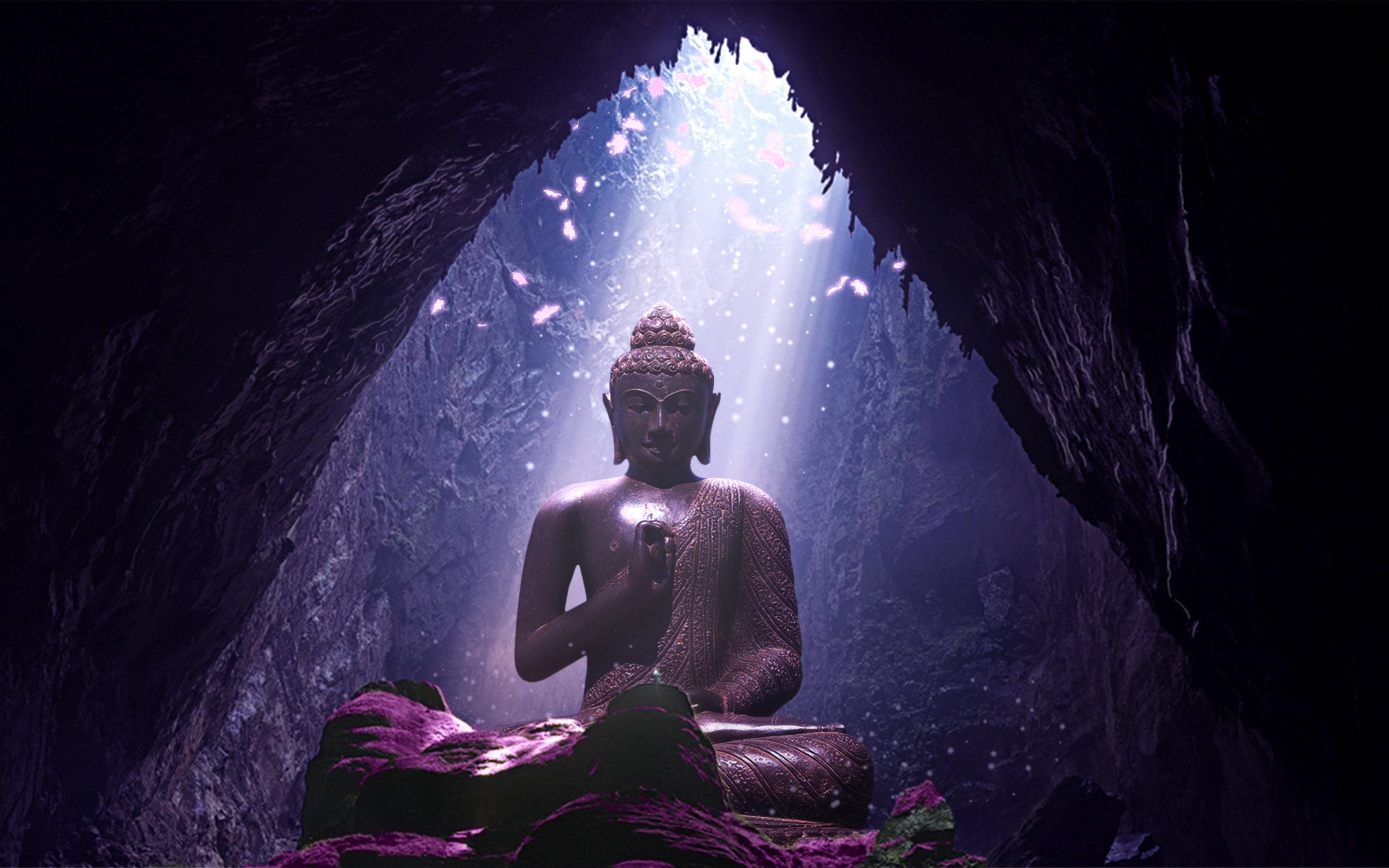 Lord Buddha Wallpaper 4K, Statue, Cave, Sunlight, Fantasy, #5459