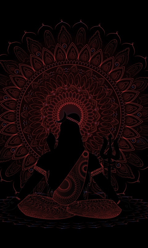 Lord Shiva Wallpaper 4K, AMOLED, Black background, Illustration, Black