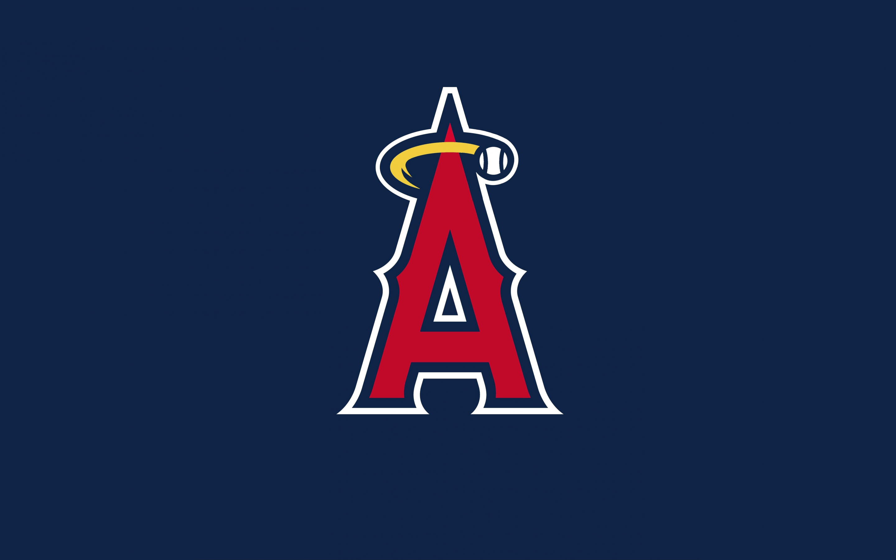 Los Angeles Angels Wallpaper 4K, Baseball team, Blue background