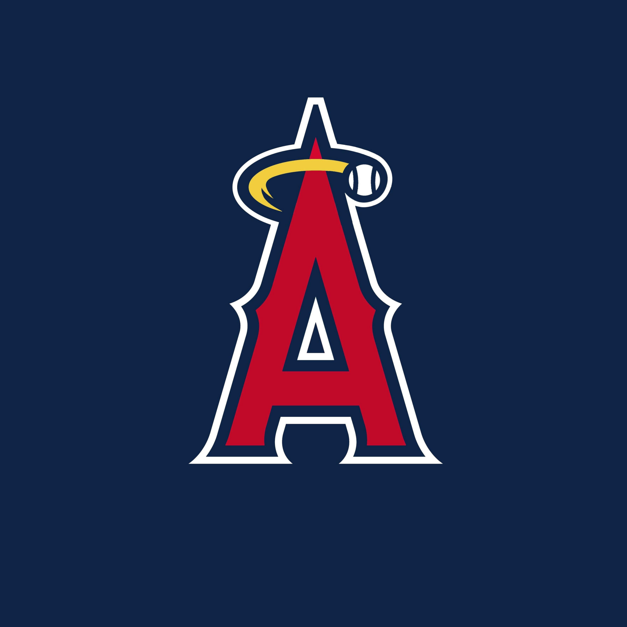 Los Angeles Angels Wallpaper 4K, Baseball team, Blue background