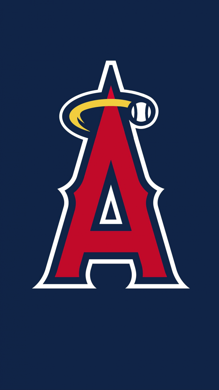 Los Angeles Angels Wallpaper 4K, Baseball team, Blue background