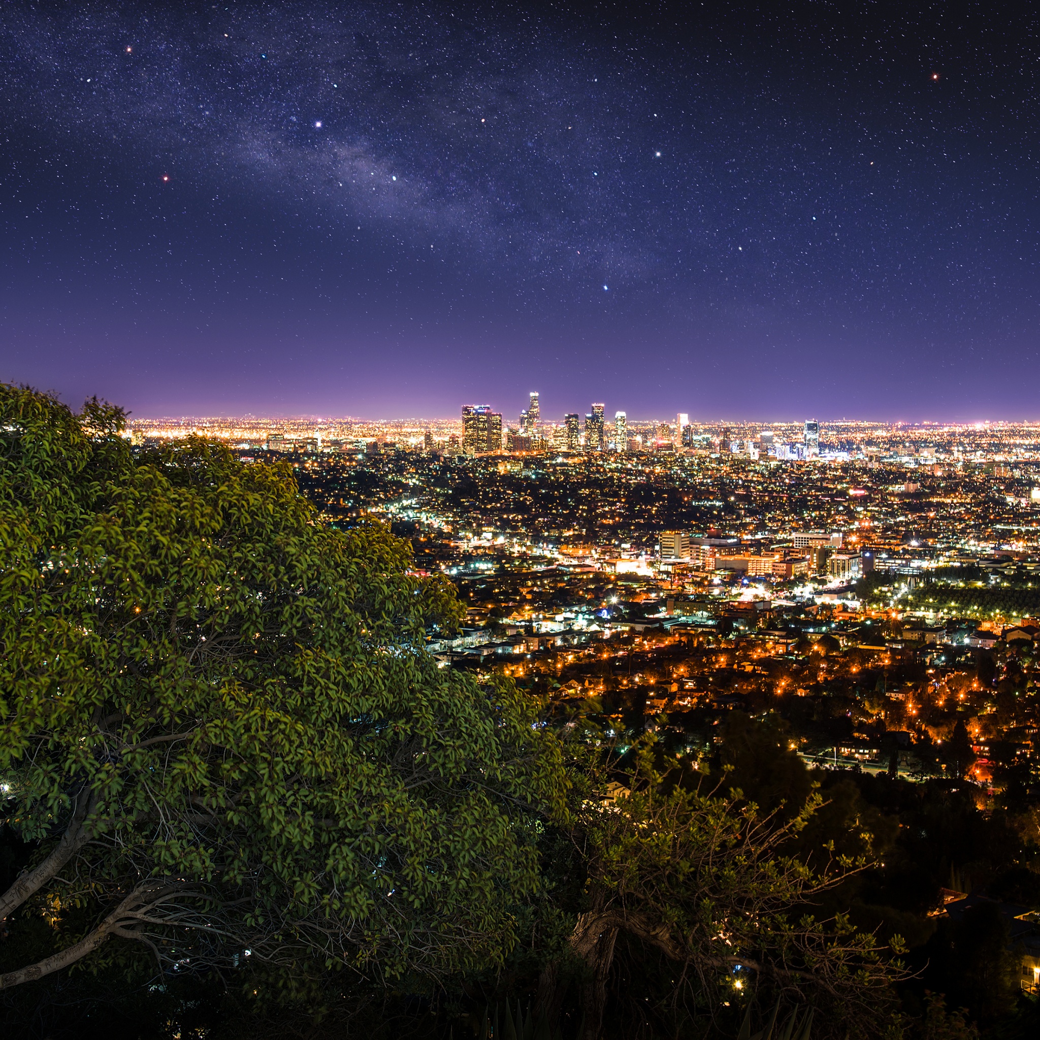 Los Angeles City Wallpaper 4K, Cityscape, City lights, Night time