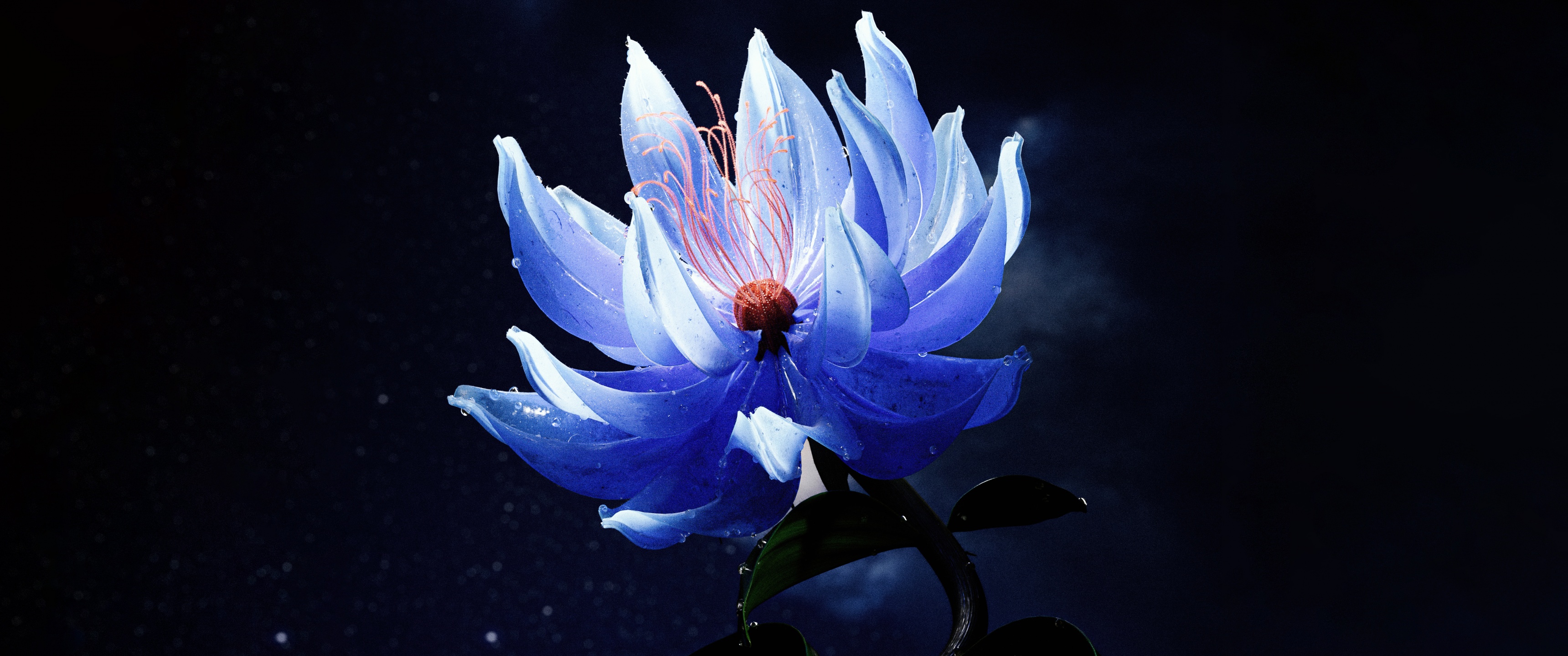 Lotus flower Wallpaper 4K, Blue aesthetic, Dark aesthetic