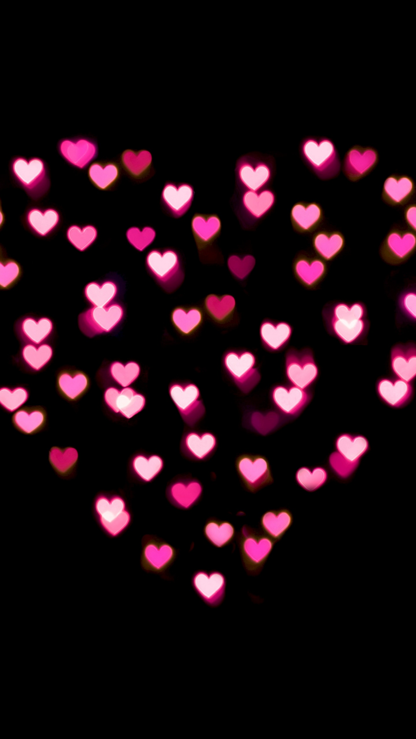 Love heart Wallpaper 4K, Pink hearts, Lights, Black/Dark, #3591