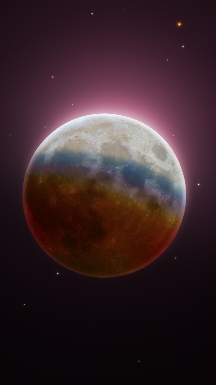 Lunar Eclipse Wallpaper 4K, Astrophotography, Moon, Spectrum